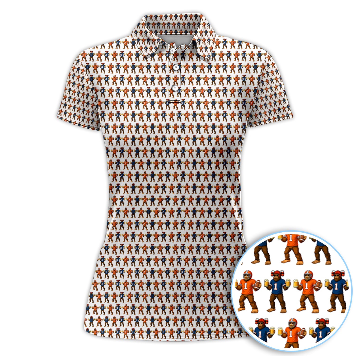 Bigfoot And Beer Pattern Golf Shirt, Sasquatch Golf Polos For Golfer, Golf Gift For Men