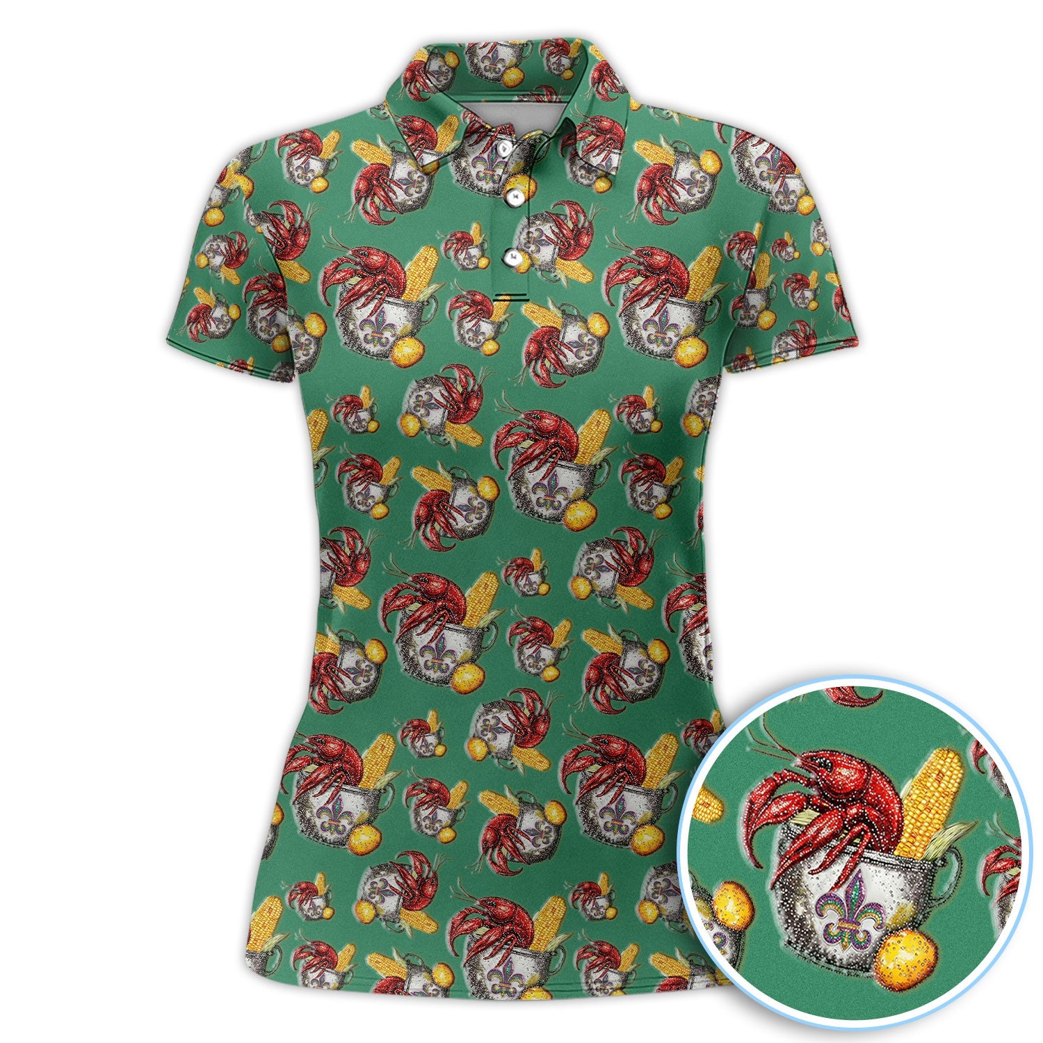 Mardi Gras Crawfish Pattern Golf Shirt, Funny Louisiana Crawfish Golf Polos For Men, Golf Gift For Golfer