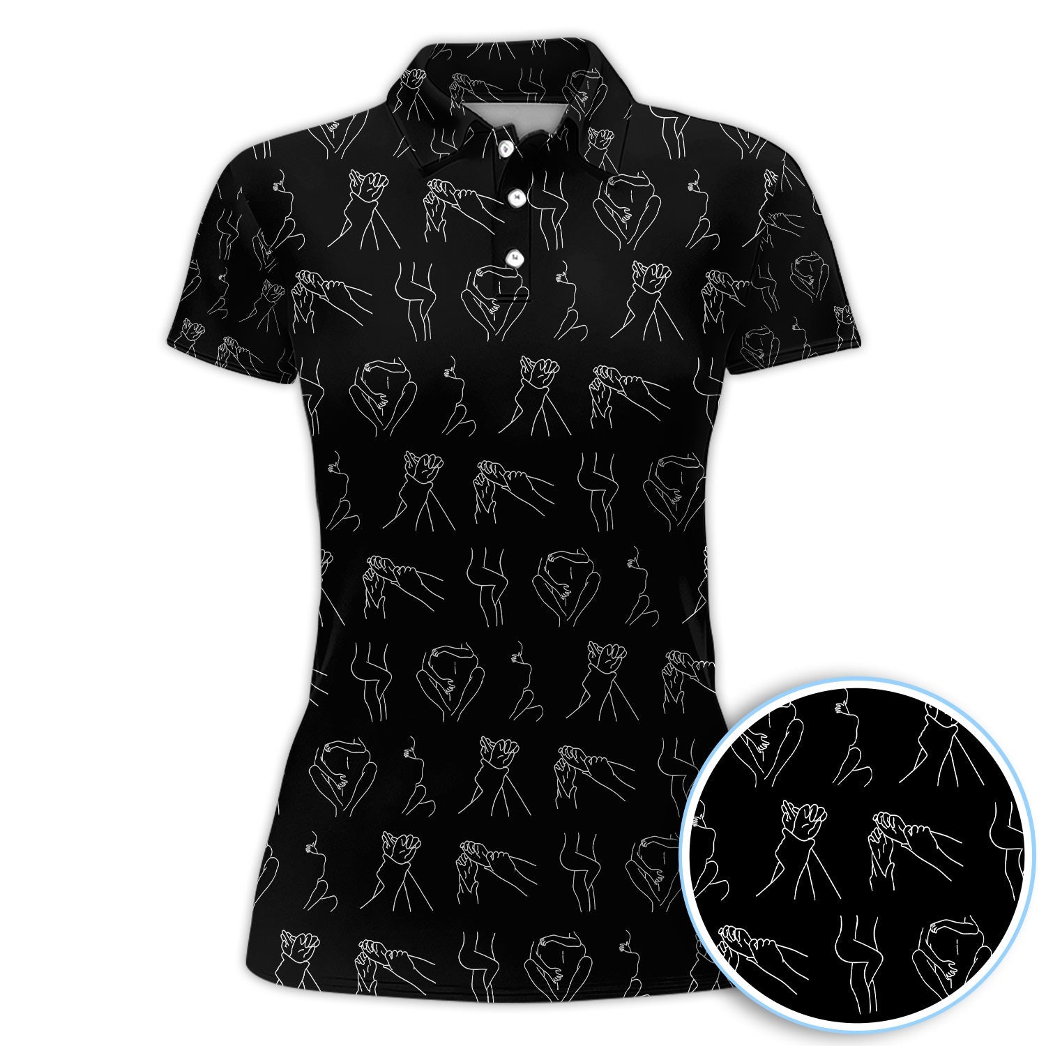 Minimal Line Art Pattern Golf Polos, Crazy Abstract Hands Golf Shirt For Men, Golf Gift For Golfer