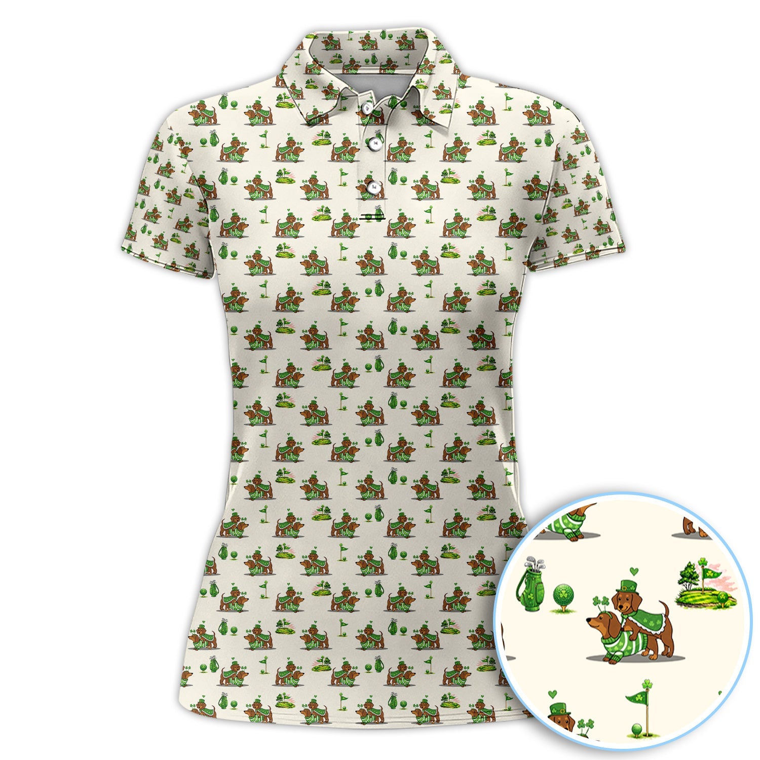 St Patrick’s Day Dachshund Patrick Golf Shirt, Wiener Dog Golf Polos For Men, Golf Gift For Golfer