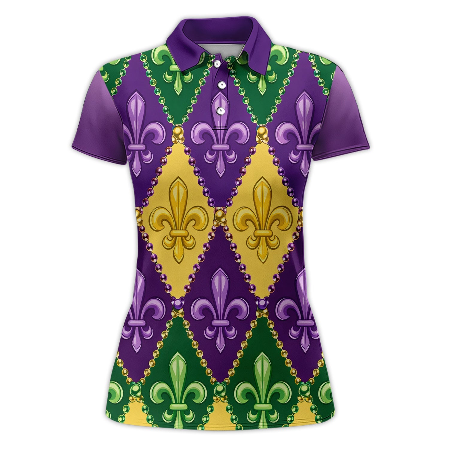 Crazy Mardi Gras Golf Shirt, Holiday Golf Polos For Men, Golf Gift For Golfer