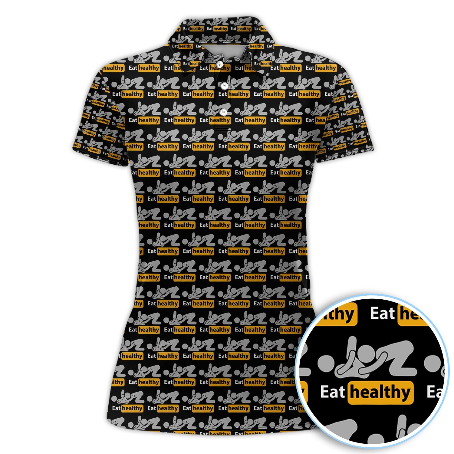 Eat Healthy Pattern Golf Polos, Crazy Modern Lifestyle Golf Shirt For Men, Golf Gift For Golfer