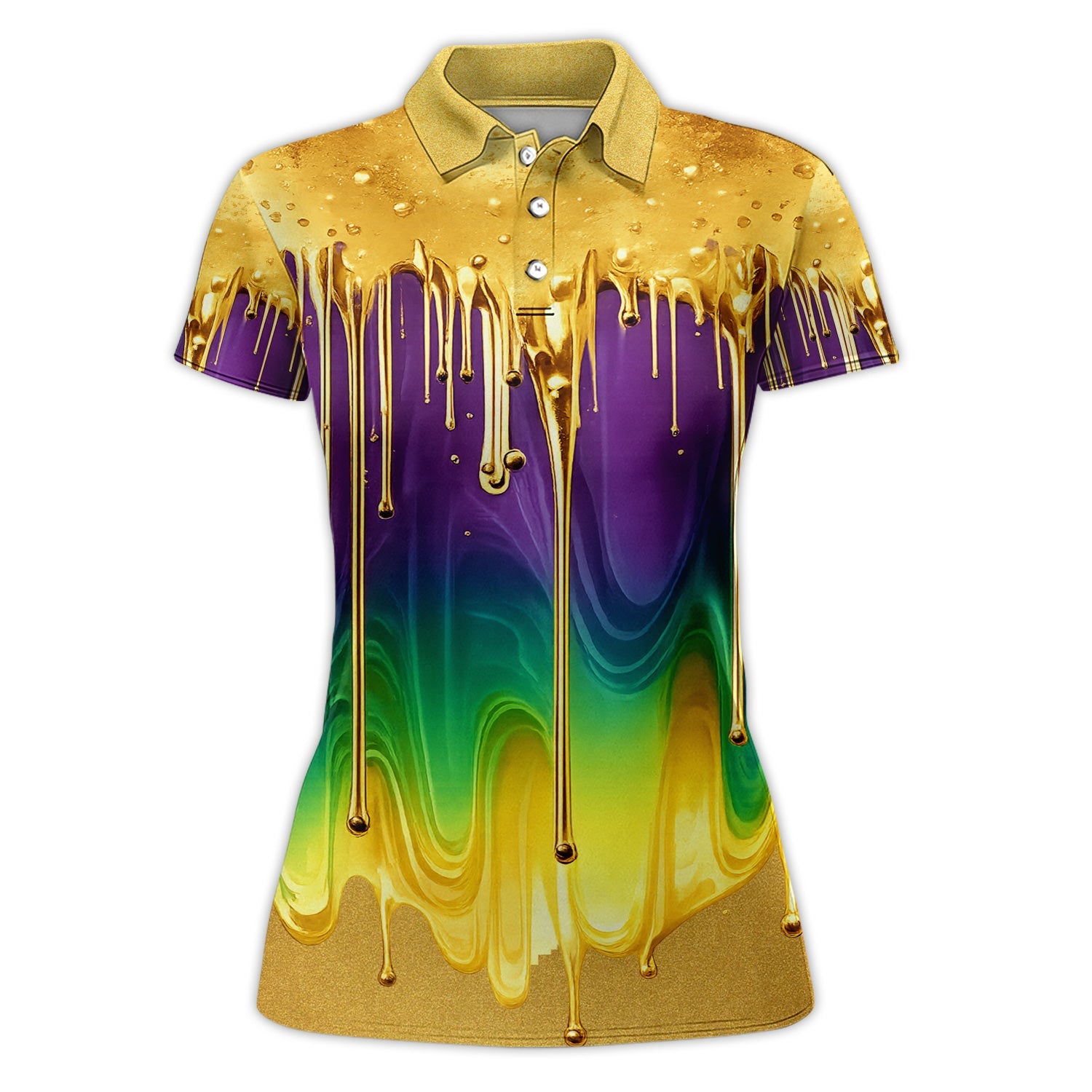 Mardi Gras Gradient Golf Shirt, Holiday Golf Polos For Men, Golf Gift For Golfer