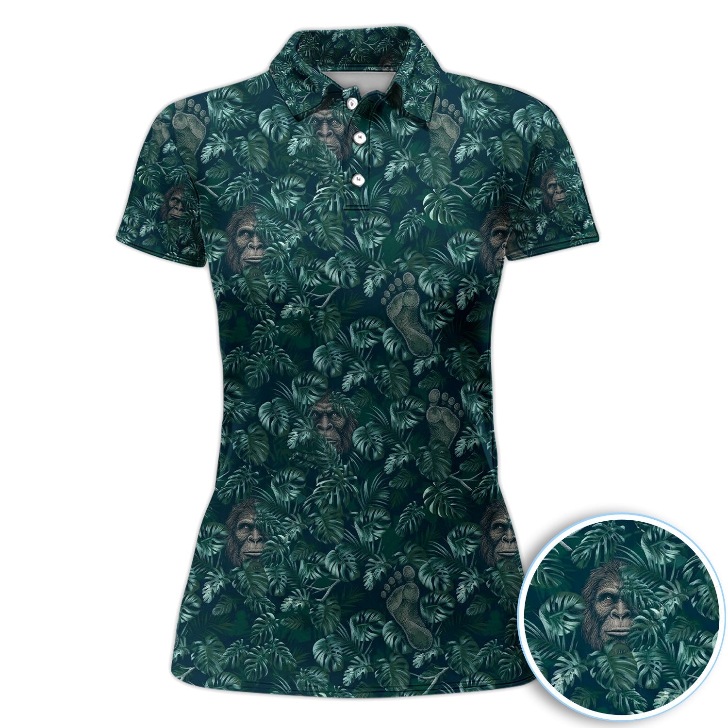 Funny Hidden Gorilla Jungle Golf Pattern Shirt, Bigfoot Footprint Golf Shirt For Men, Golfer Gift