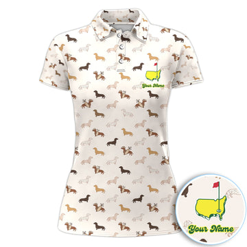 Personalized Dachshund Dog Golf Pattern Shirt, Cute Dachshund Golf Shirt For Women, Dog Lover Golf Gift