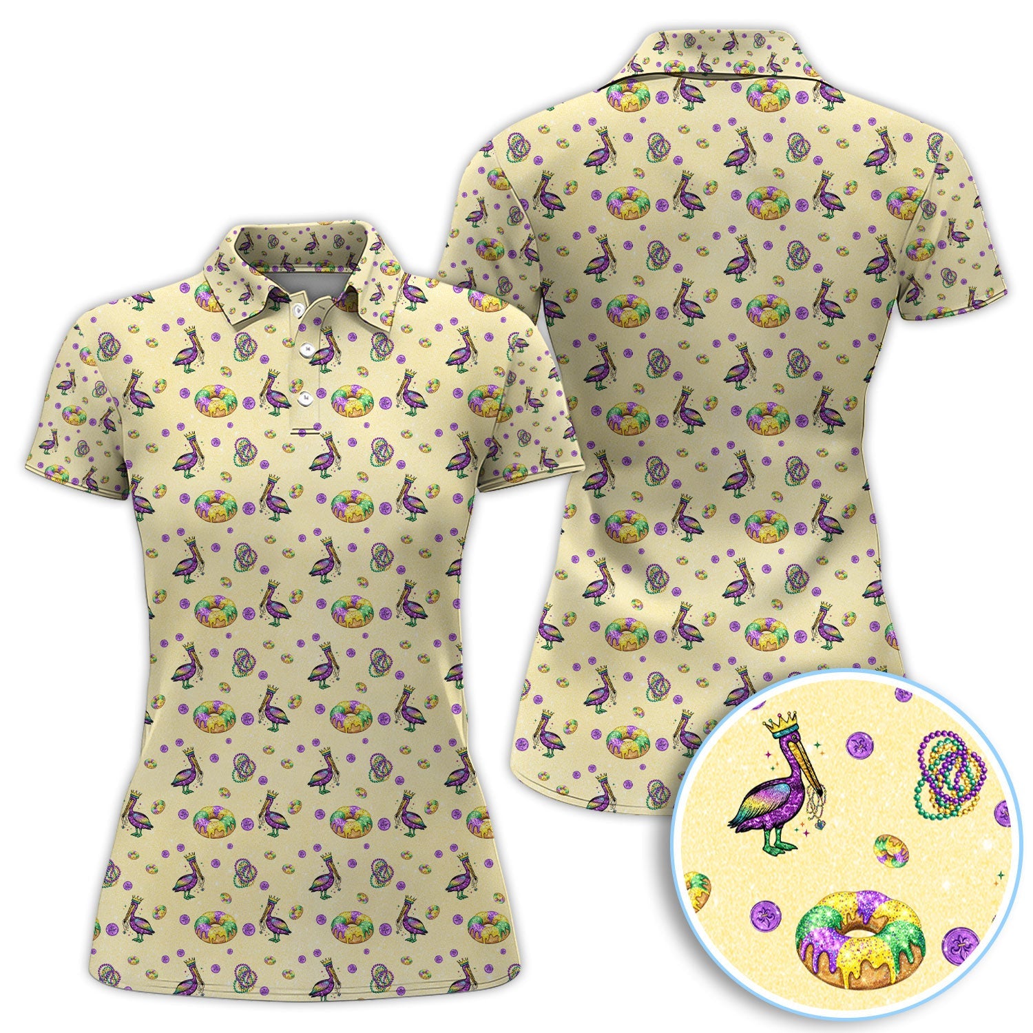 Funny Mardi Gras Pattern Golf Polos, Carnival Golf Shirt For Men, Golf Gift For Golfer