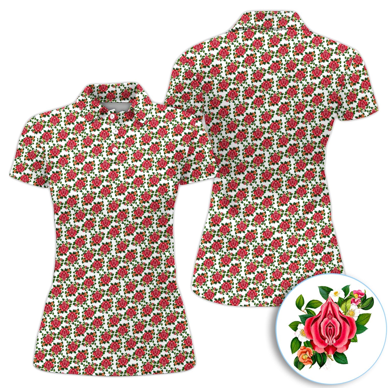 Vintage Rose Floral Golf Pattern Shirt, Romantic Rose Aesthetic Golf Shirt For Men, Flower Lover Gift