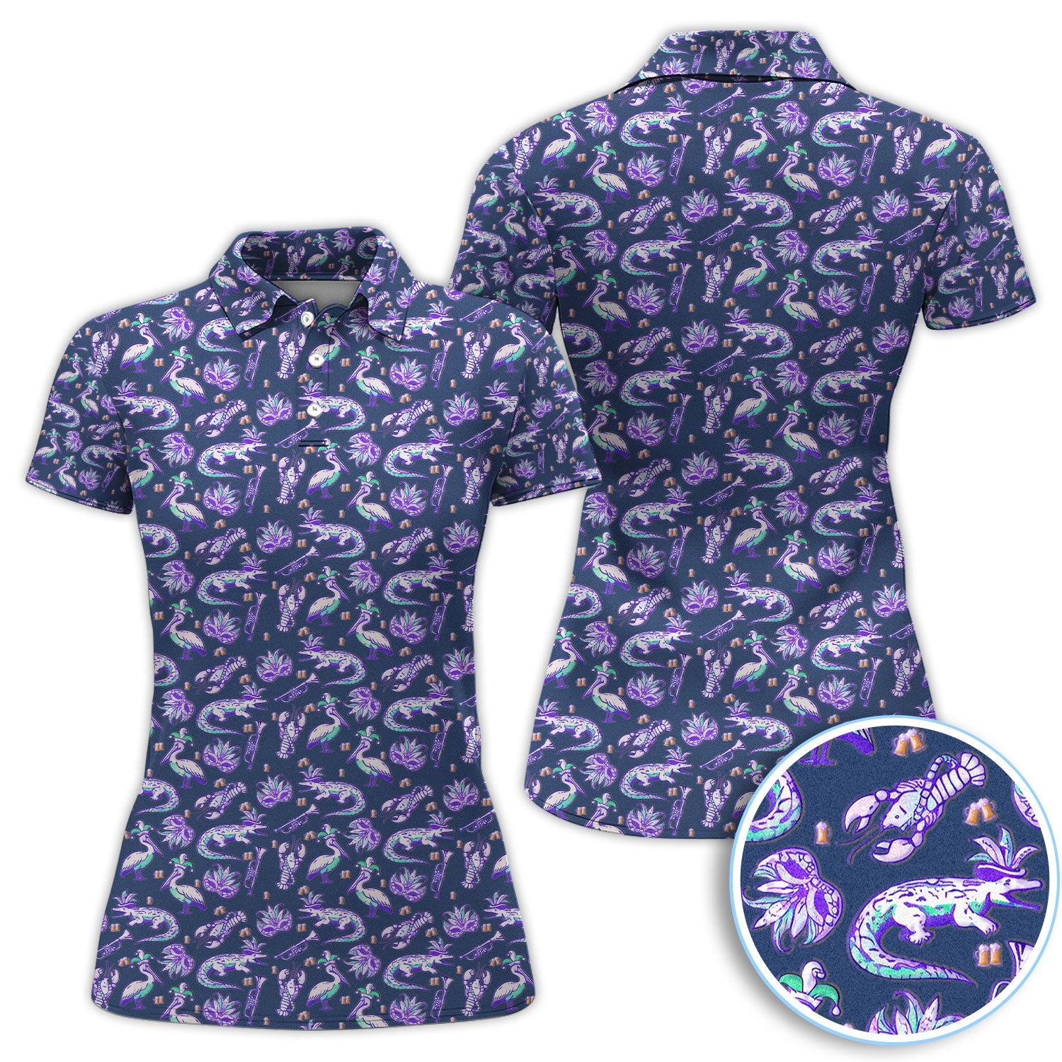 Carnival Golf Polos For Golfer, Mardi Gras Pattern Golf Shirt, Golf Gift For Men