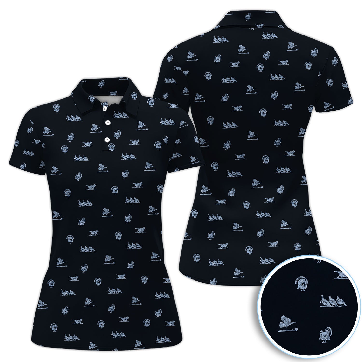 Vintage Turkey Hunting Golf Pattern Shirt, Wild Turkey Camo Golf Shirt For Women, Hunter Gift