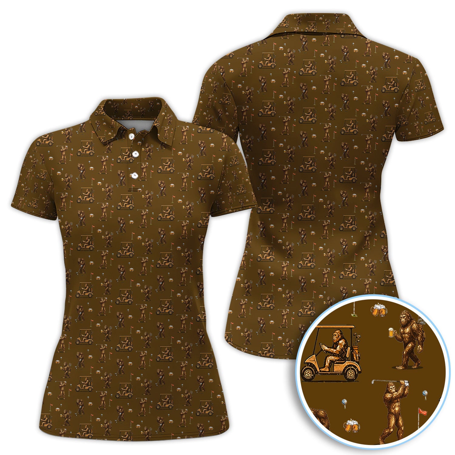 Funny Bigfoot Golf Shirt, Squatch Bigfoot And Beer Pattern Golf  Polos, Crazy Golf Gift For Golfer