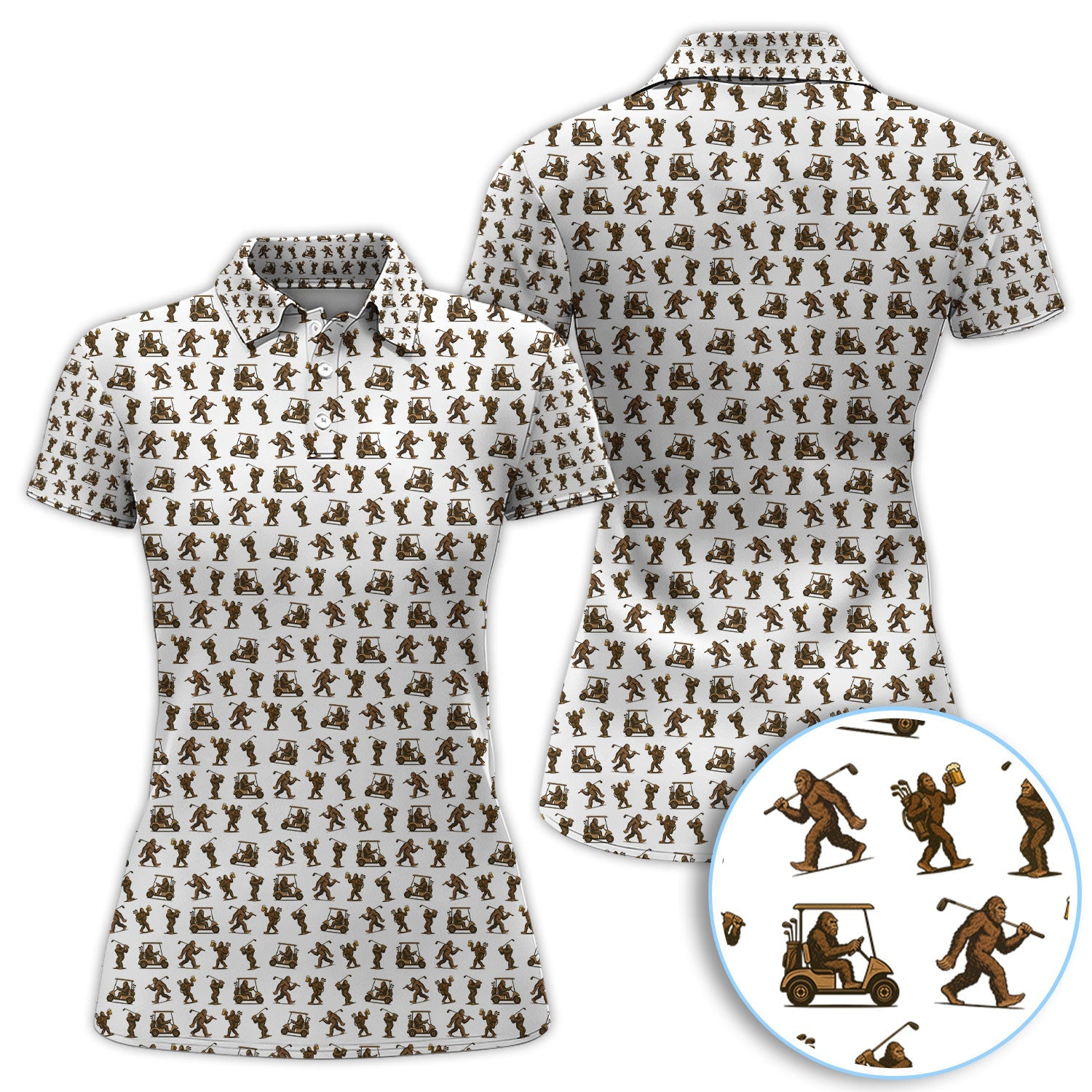 Funny Golf Pattern Shirt, Bigfoot Golf Shirt For Men, Crazy Golf Gift For Golfer