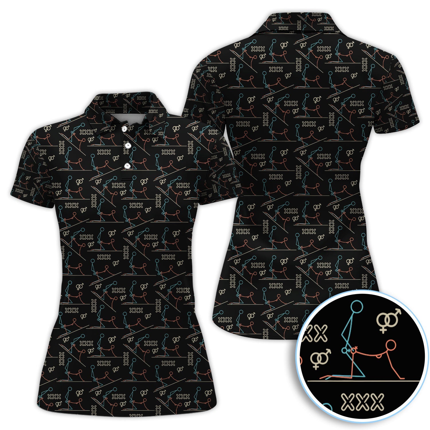 Abstract Line Art Pattern Golf Polos, Sexy Golf Shirt For Golfer, Golf Gift For Men
