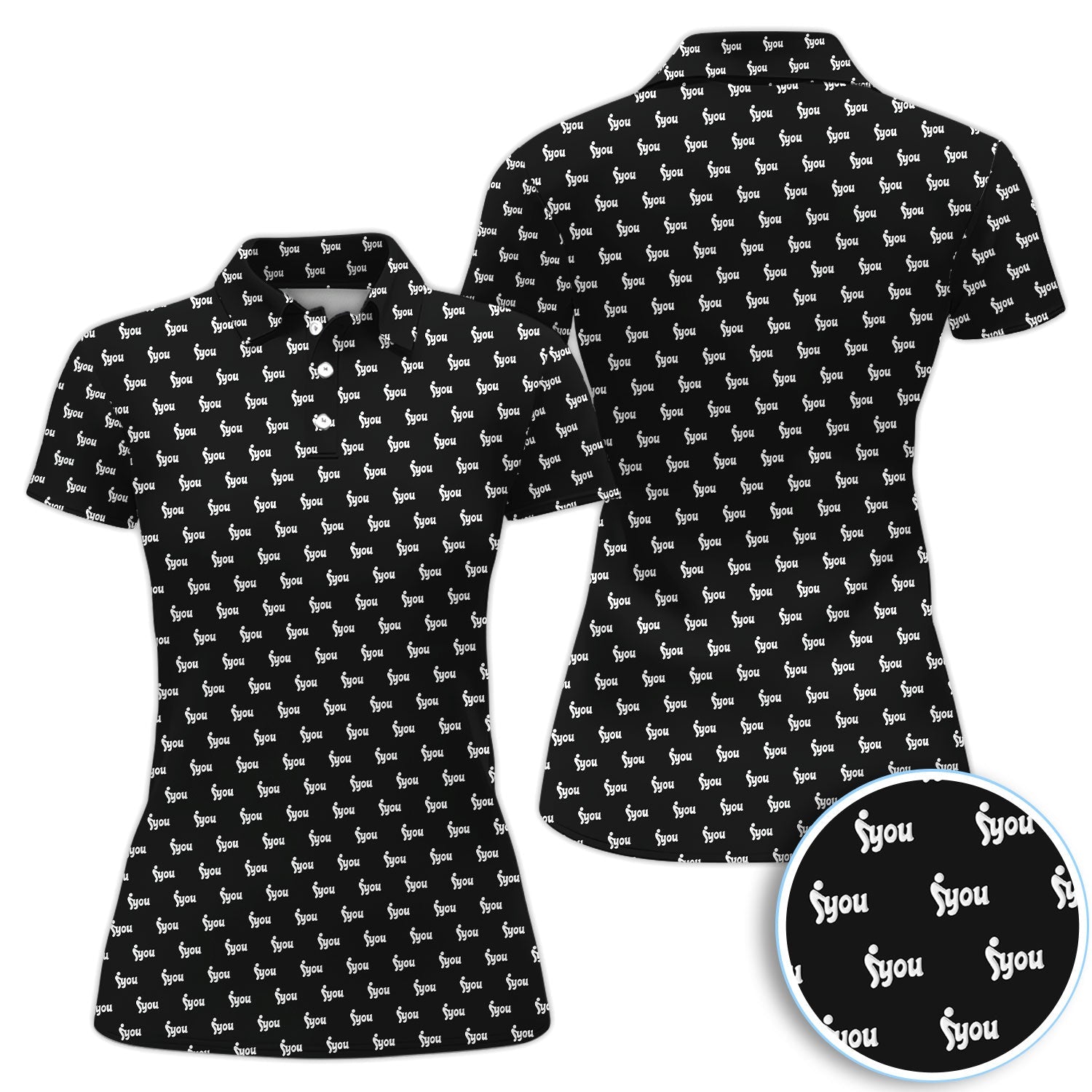 Minimalist Black Logo Golf Pattern Shirt, Monogram Streetwear Golf Shirt For Men, Trendy Gift