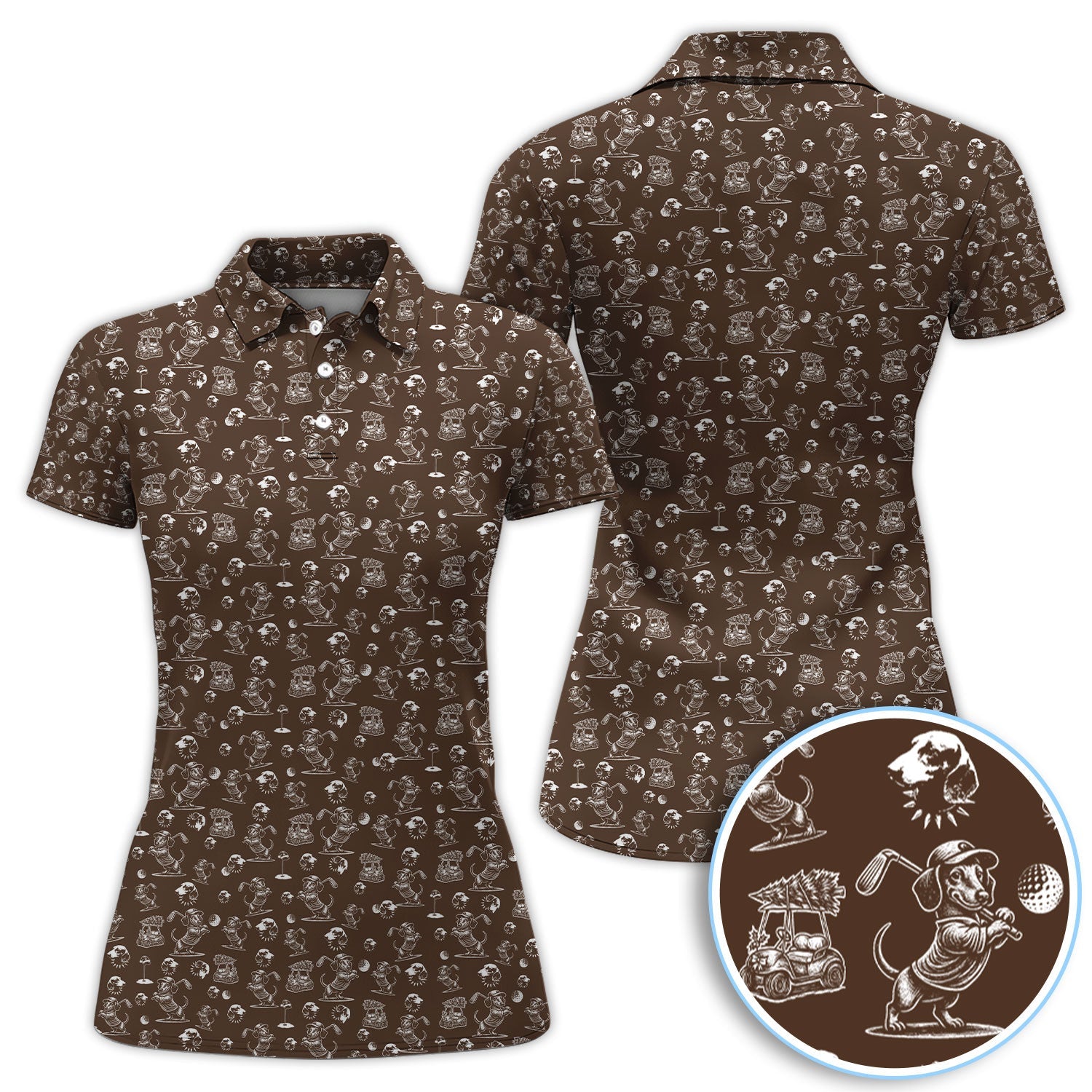 Dachshund Pattern Golf Shirt for Men, Funny Golf Polos, Golf Gift For Men