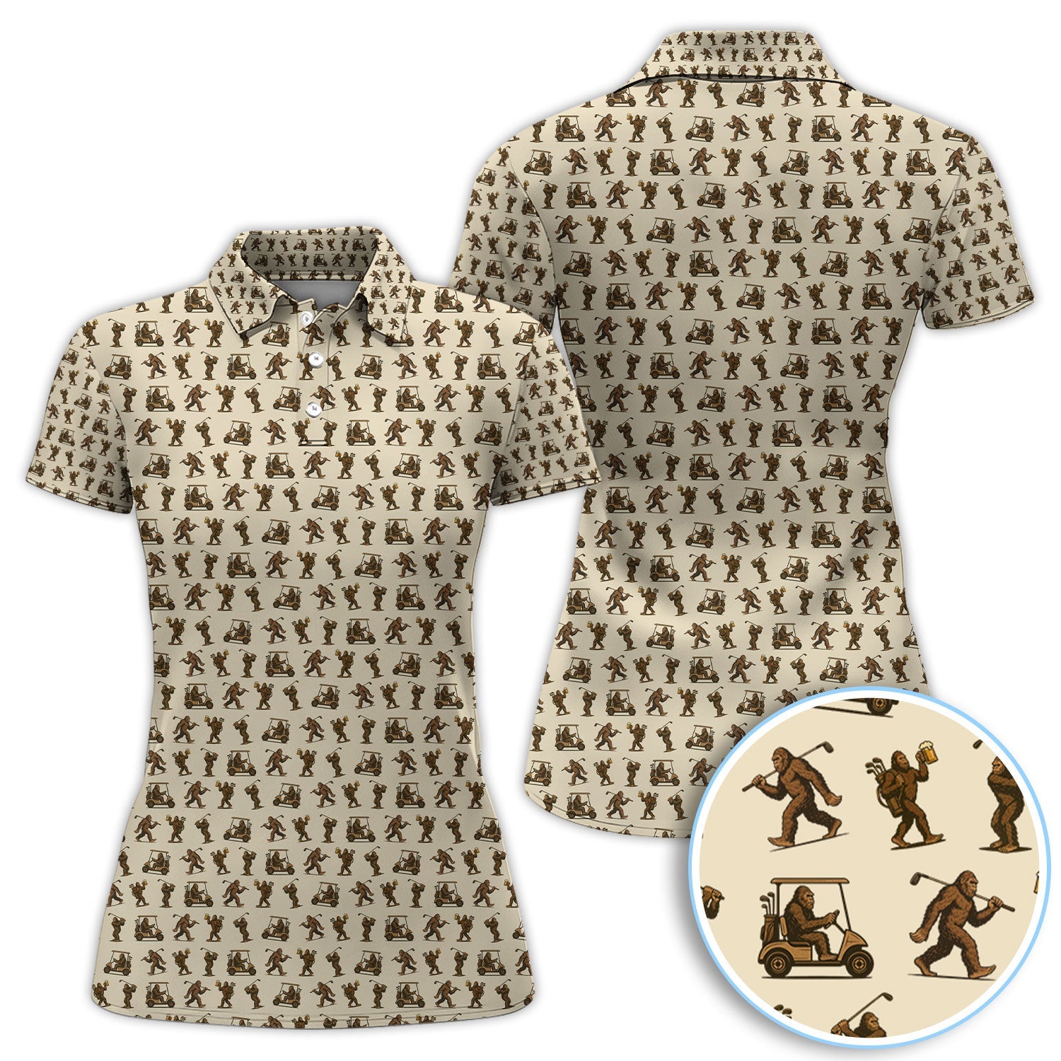 Funny Golf Pattern Shirt, Bigfoot Golf Shirt For Men, Crazy Golf Gift For Golfer