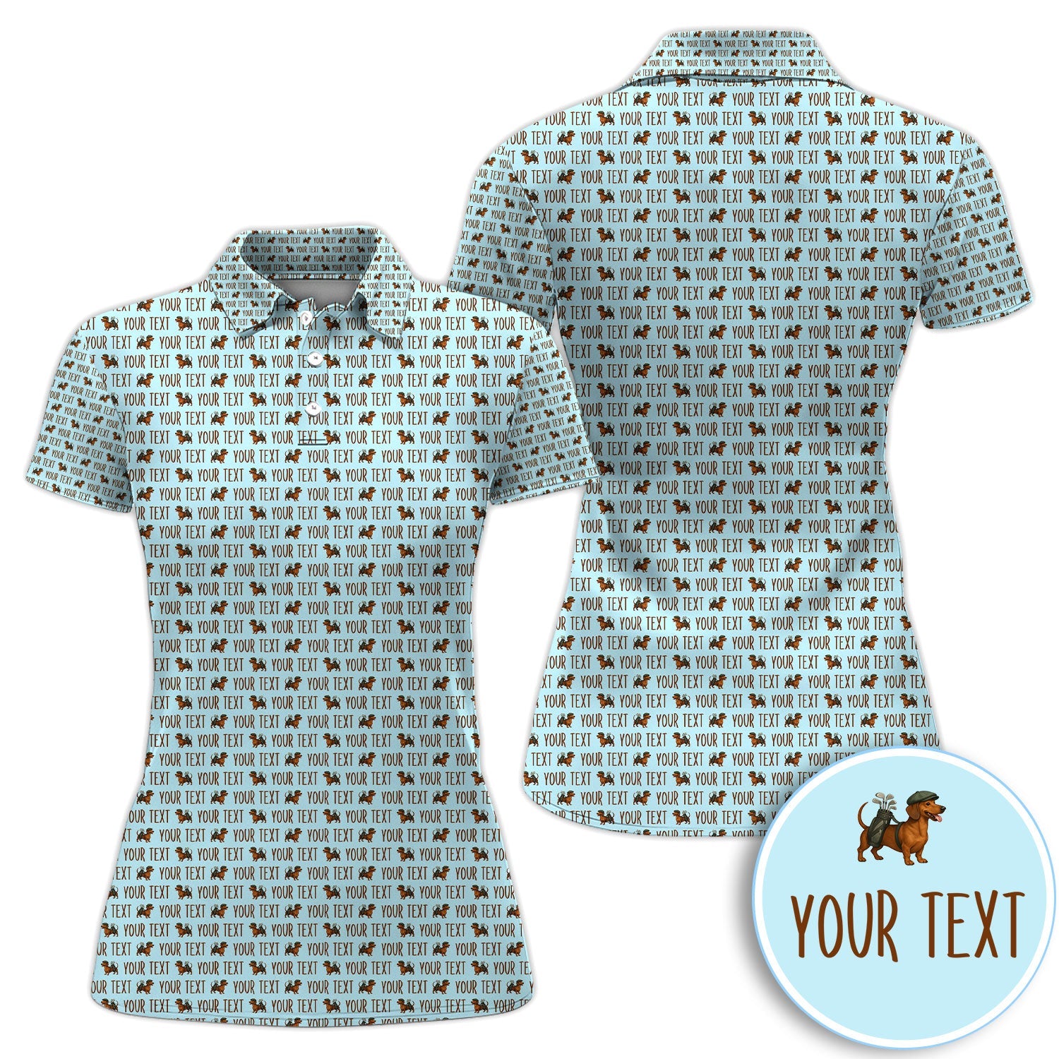Personalized Dachshund Golf Polos, Seamless Pattern Golf Shirt For Women, Funny Golf Shirt
