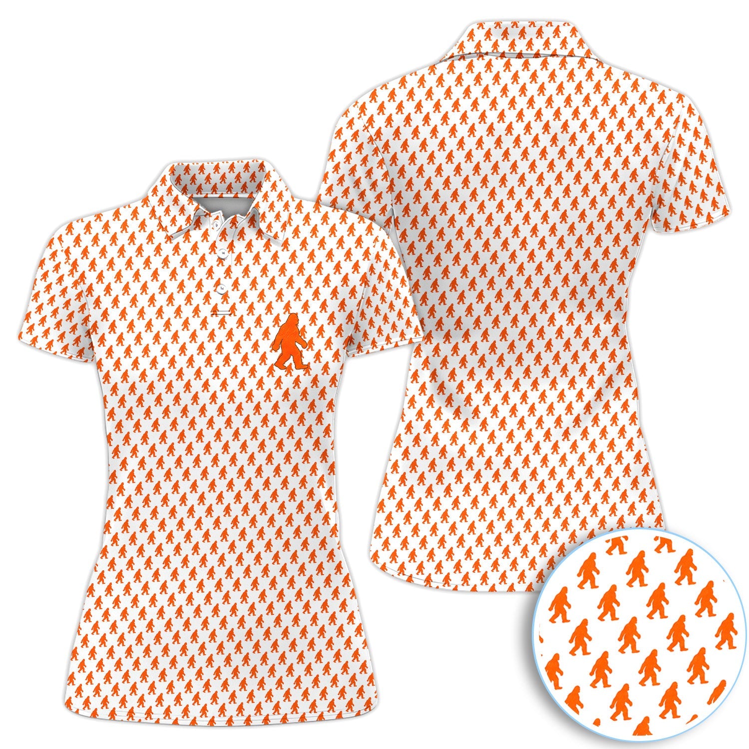 Bigfoot Golf Pattern Shirt, Sasquatch Golf Polo Shirt For Men, Golfer Gift