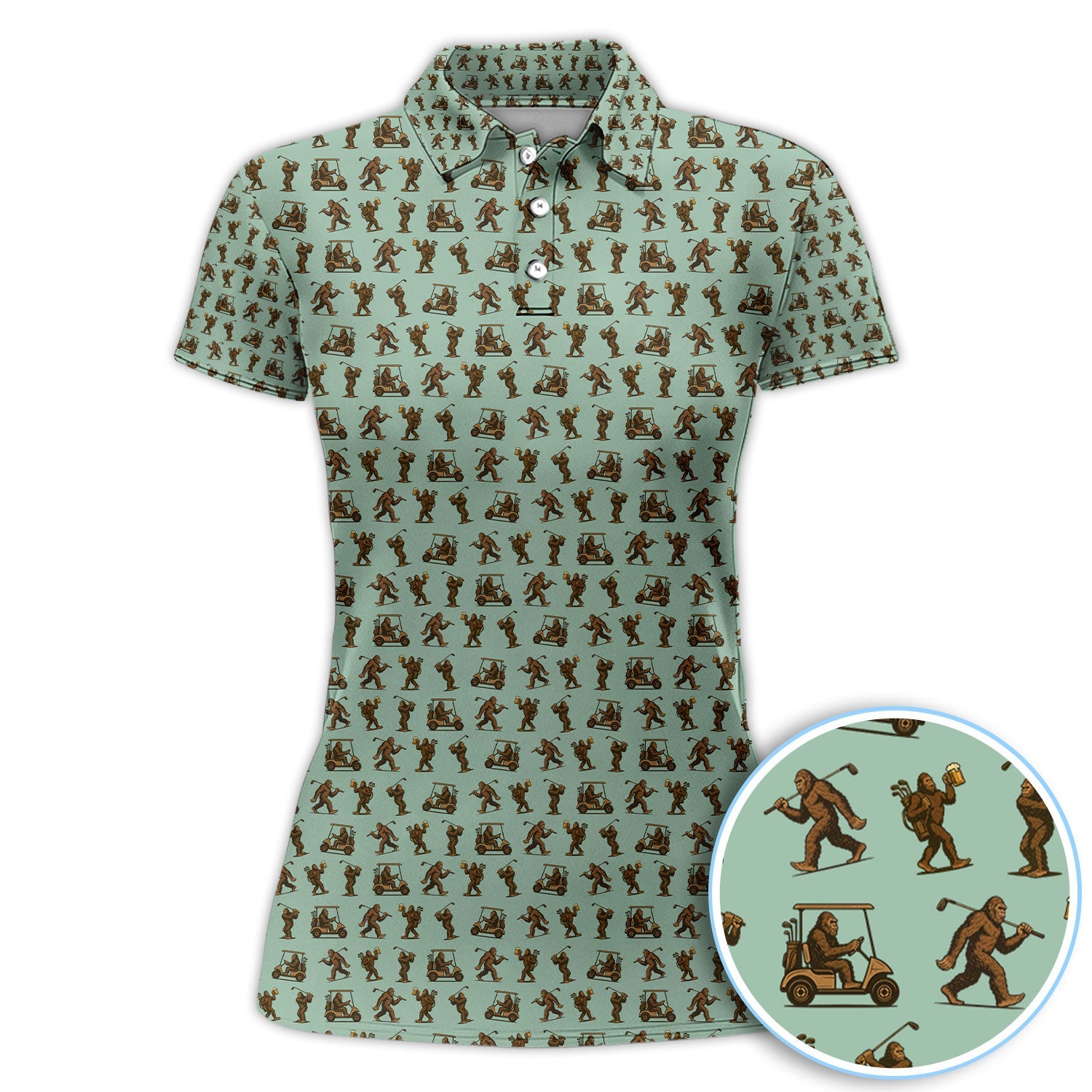 Crazy Golf Pattern Shirt, Bigfoot Golf Shirt For Men, Golf Gift For Golfer
