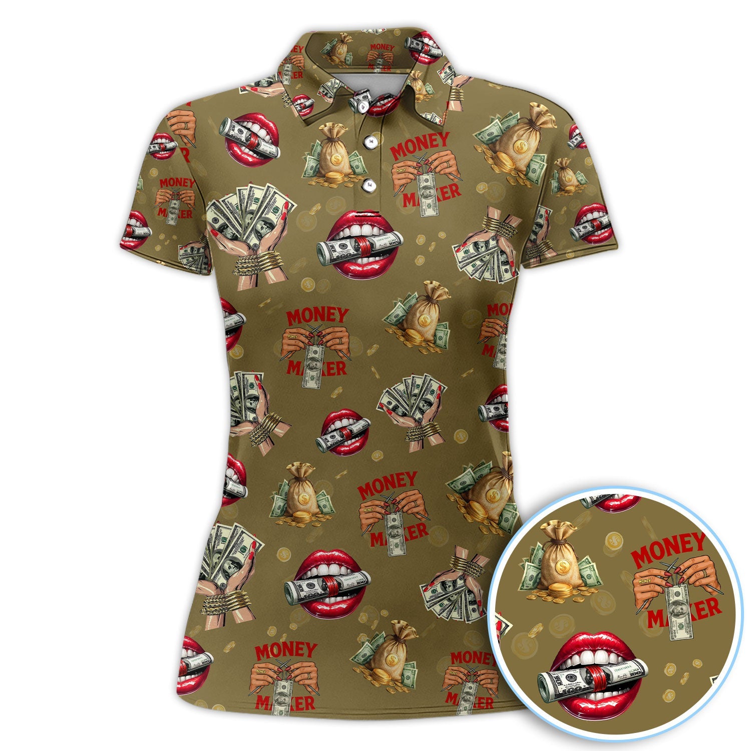 Funny Money Golf Shirt, Make Money Pattern Golf Polos, Crazy Golf Gift For Men