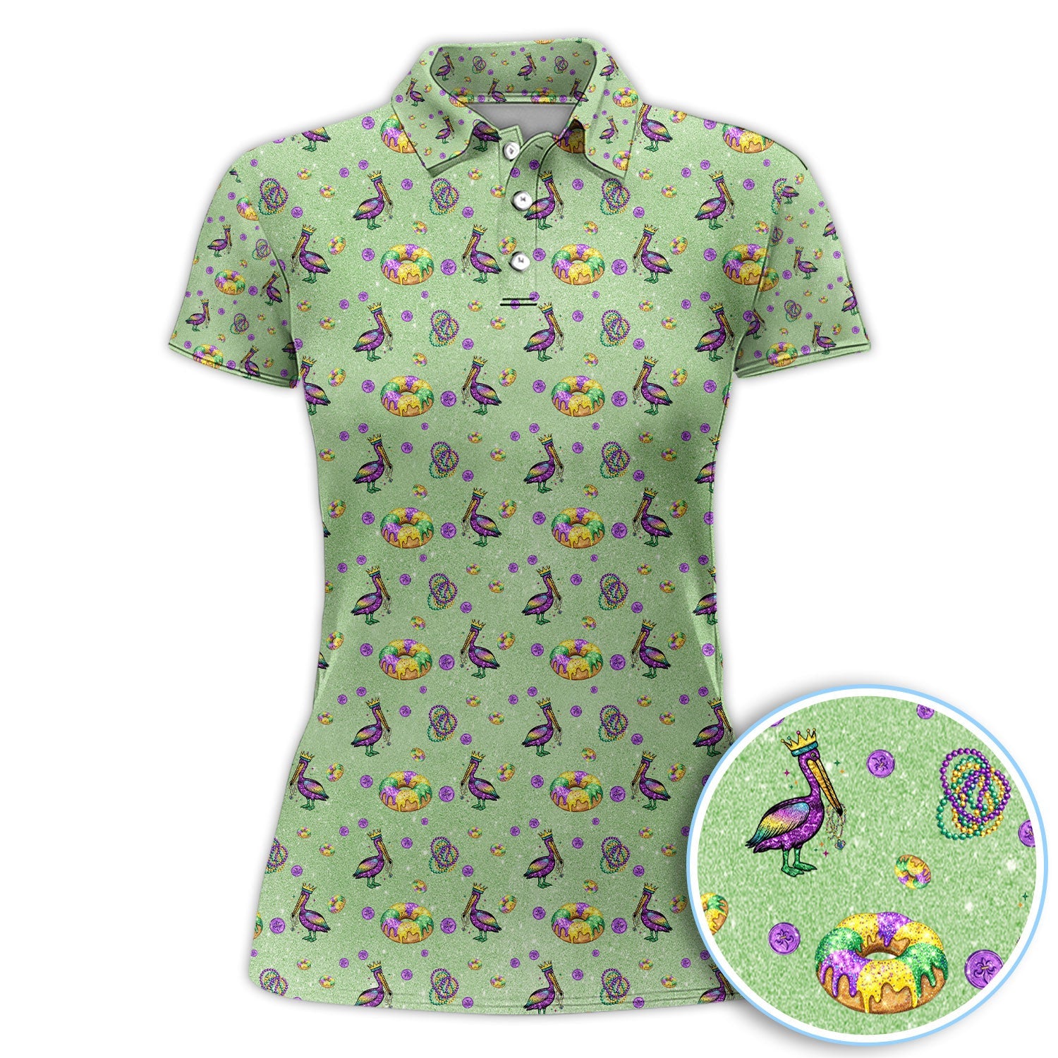 Funny Mardi Gras Pattern Golf Polos, Carnival Golf Shirt For Men, Golf Gift For Golfer