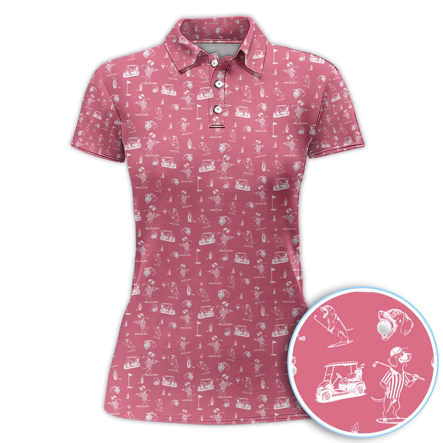 Dachshund Pattern Golf Shirt, Crazy Wiener Dog Golf Polos, Golf Gift For Dogs Lover