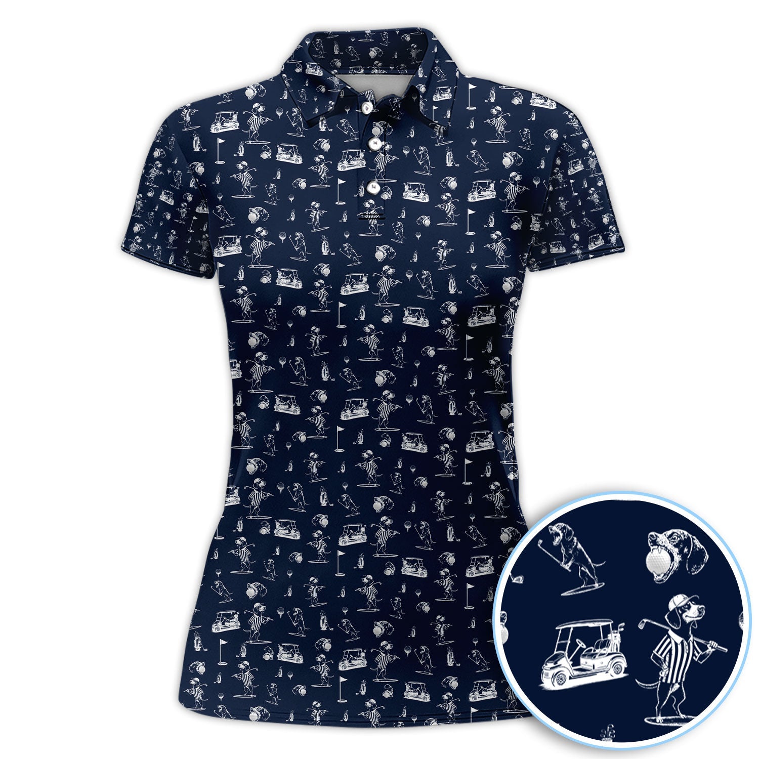 Dachshund Pattern Golf Shirt, Crazy Wiener Dog Golf Polos, Golf Gift For Dogs Lover