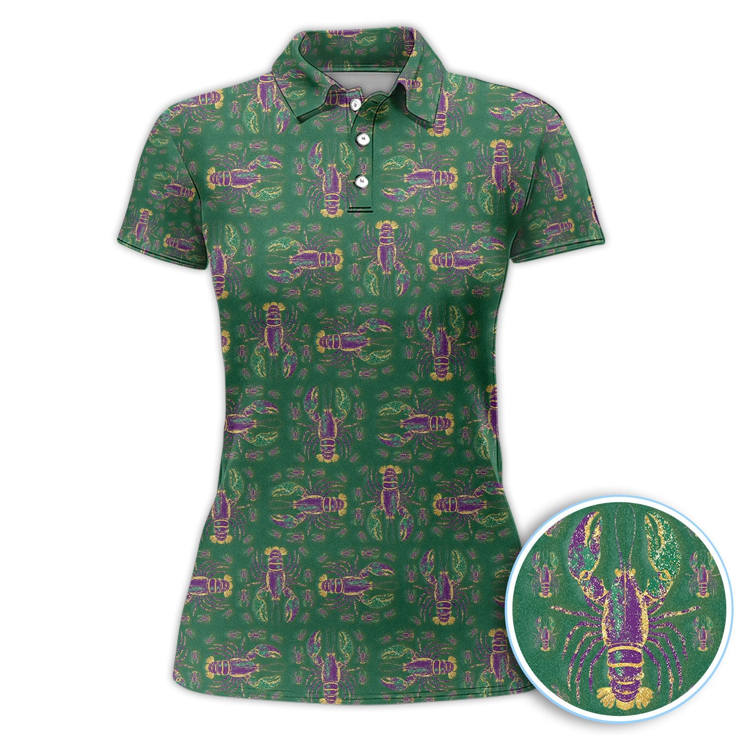 Louisiana Crawfish Pattern Golf Shirt, Mardi Gras Golf Polos For Golfer