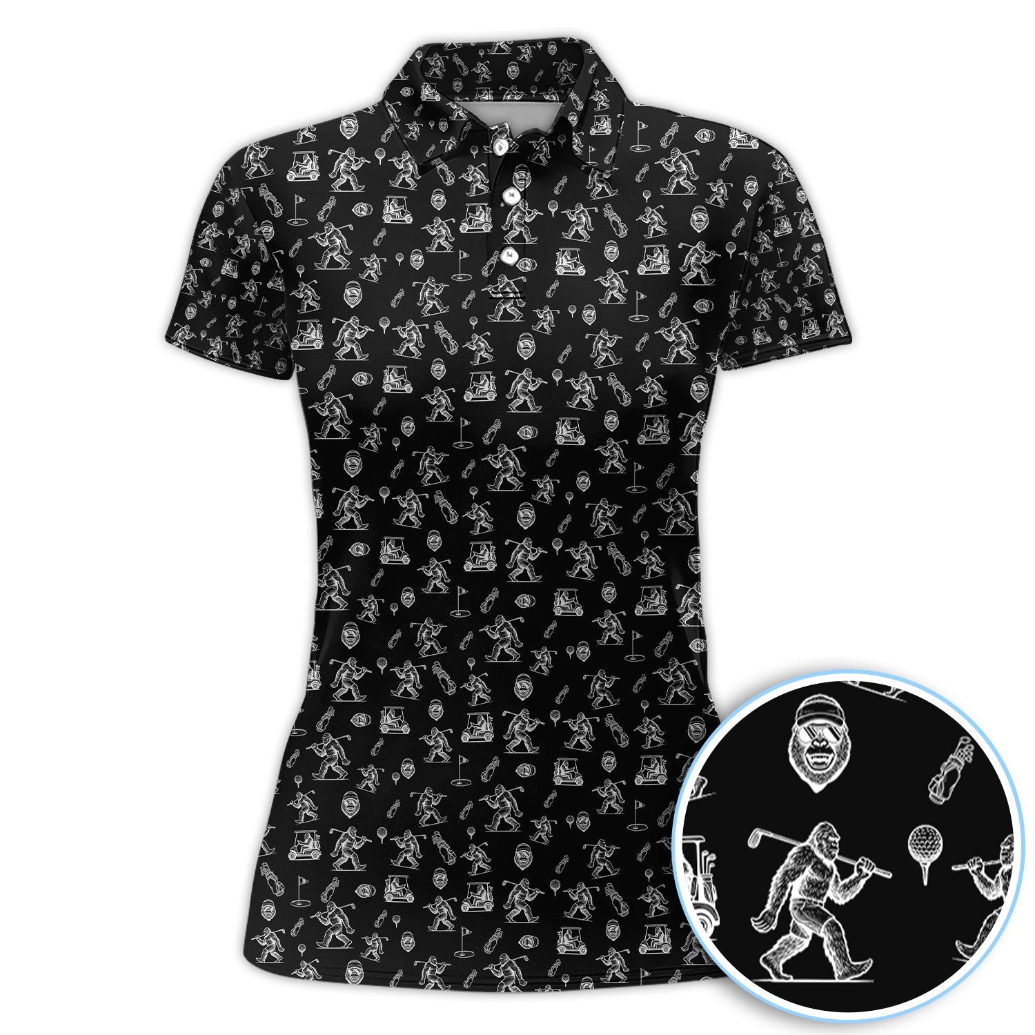 Squatch Bigfoot Pattern Golf Shirt, Funny Bigfoot Golf Polos, Golf Gift For Men
