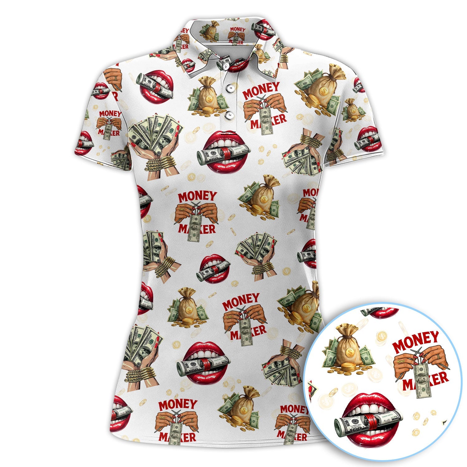 Funny Money Golf Shirt, Make Money Pattern Golf Polos, Crazy Golf Gift For Men