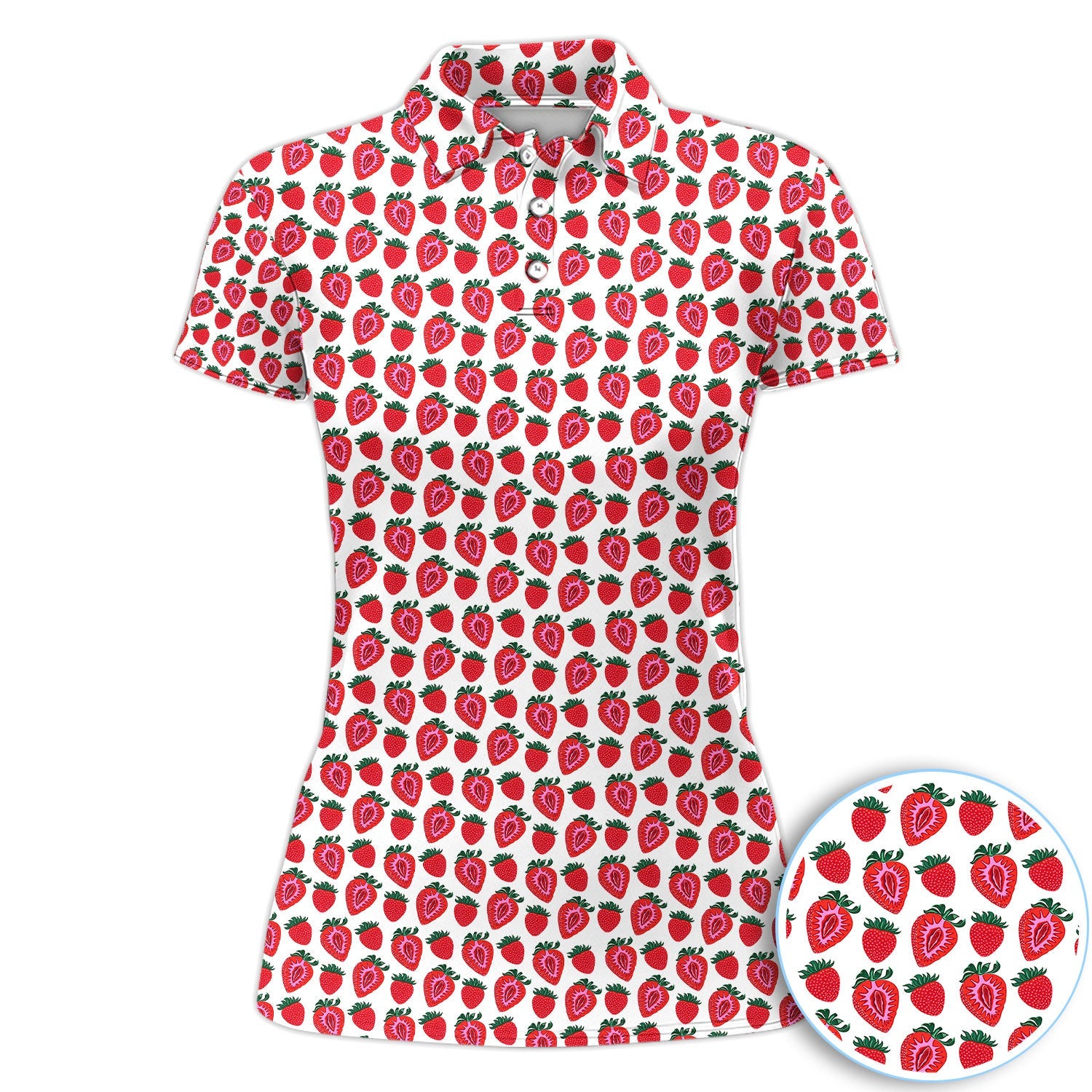 Cute Strawberry Golf Pattern Shirt, Sweet Fruit Aesthetic Golf Shirt For Men, Berry Lover Gift