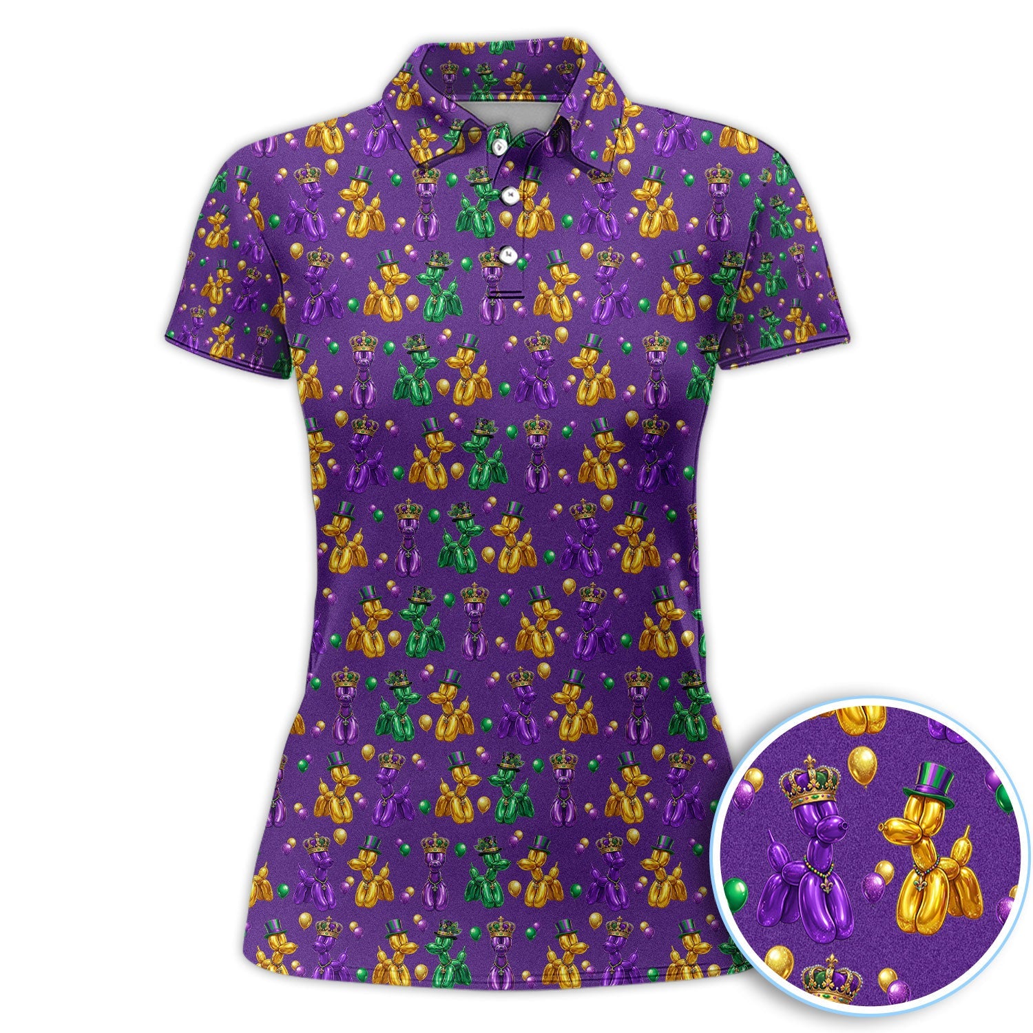 Mardi Gras Bead Dogs Golf Polos For Golfer, Festival Pattern Golf Shirt, Golf Gift For Men