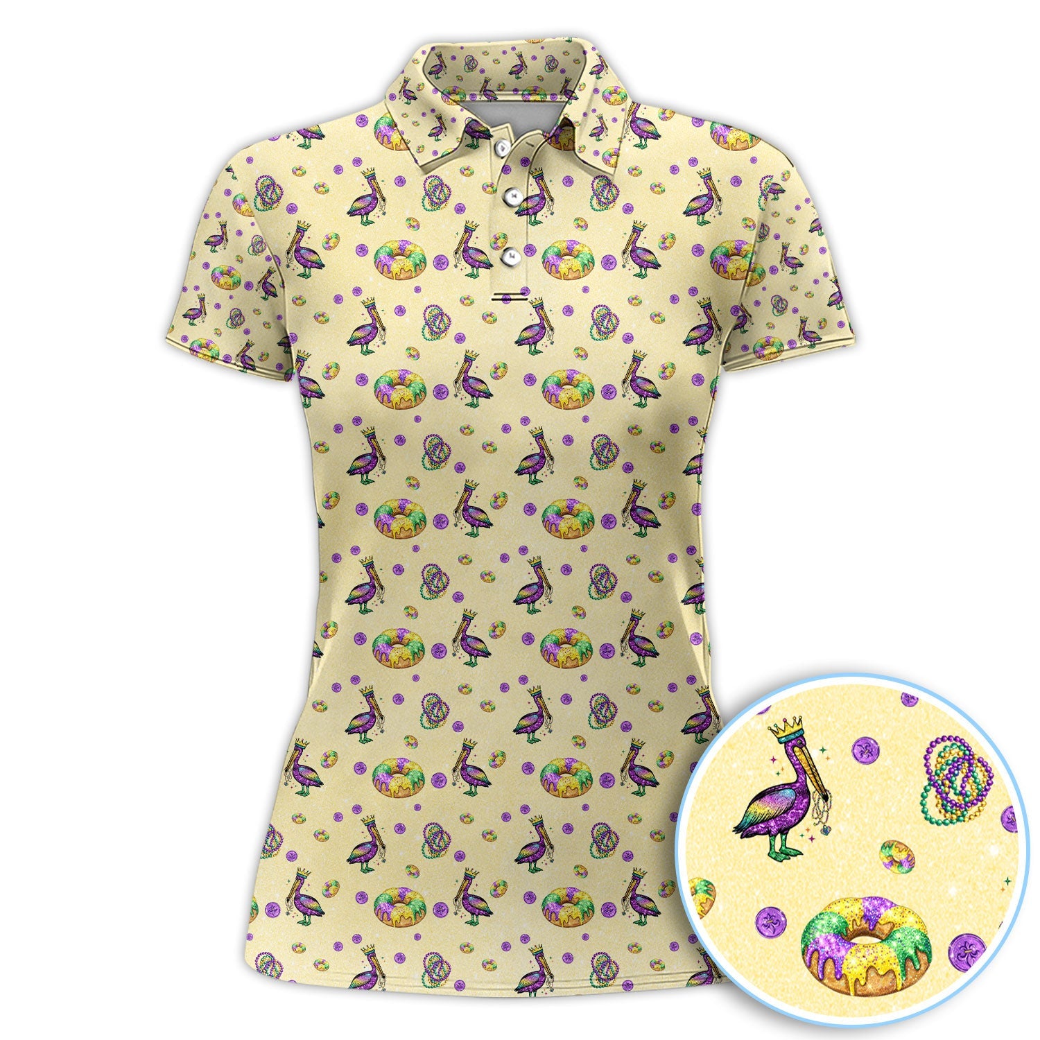 Funny Mardi Gras Pattern Golf Polos, Carnival Golf Shirt For Men, Golf Gift For Golfer