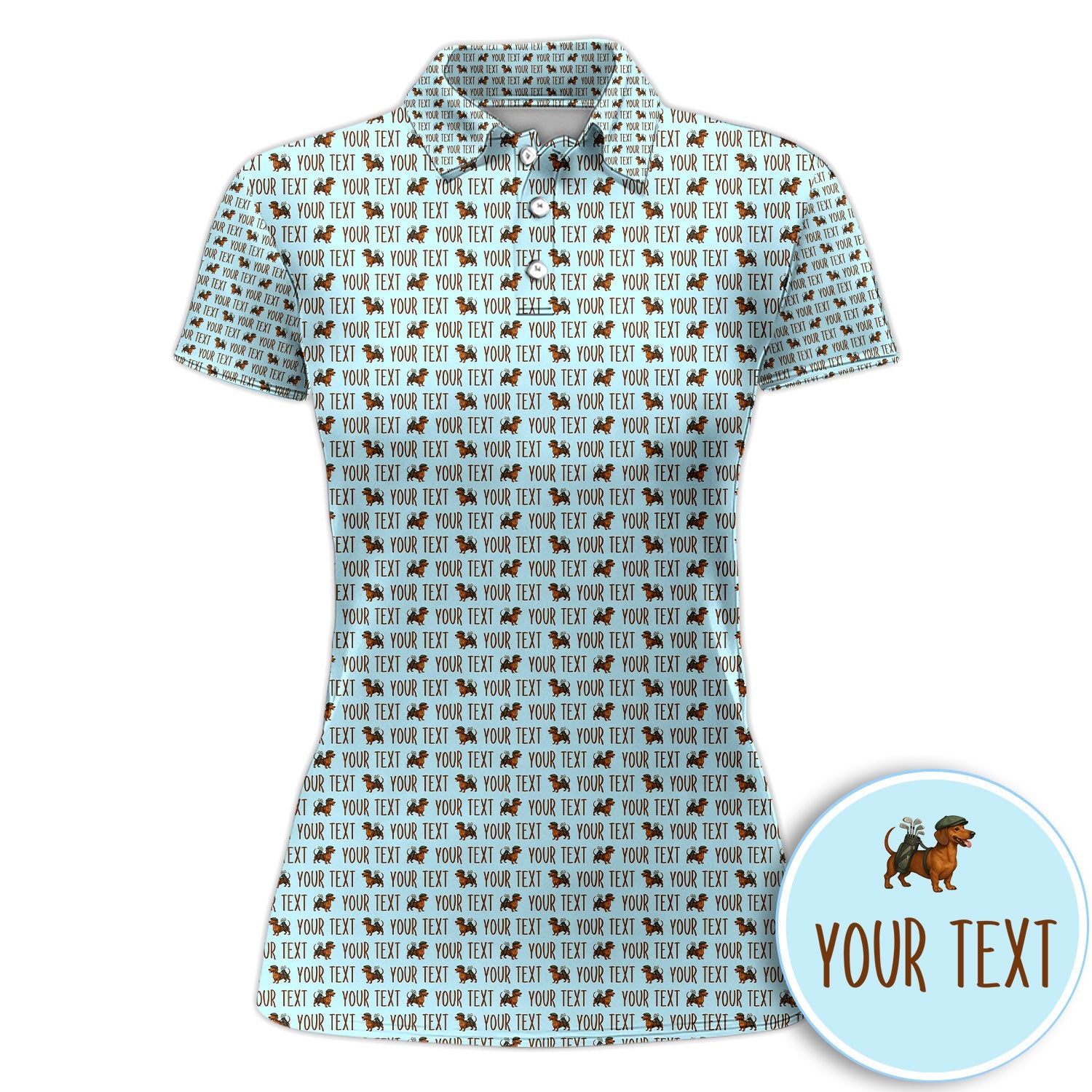 Personalized Dachshund Golf Polos, Seamless Pattern Golf Shirt For Men, Funny Golf Shirt