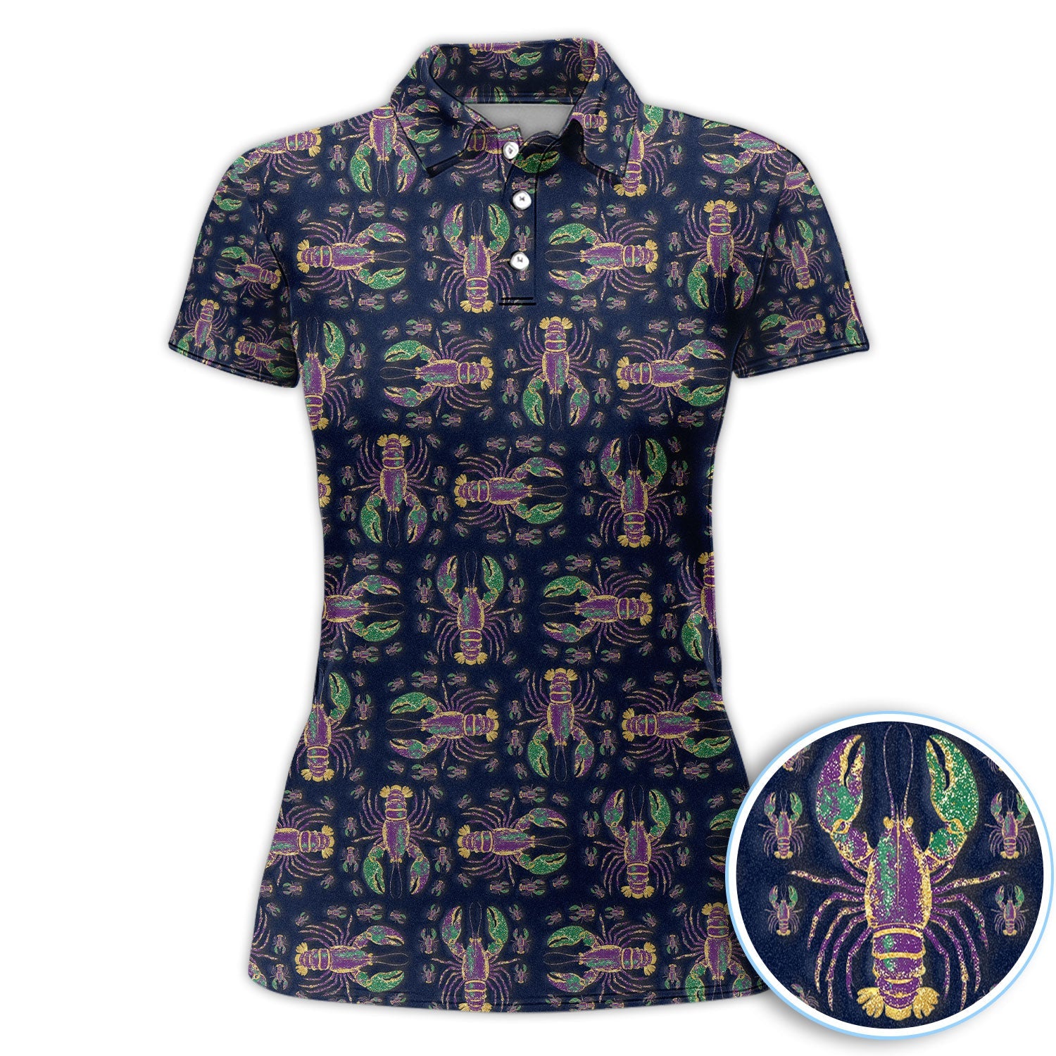 Louisiana Crawfish Pattern Golf Shirt, Mardi Gras Golf Polos For Golfer