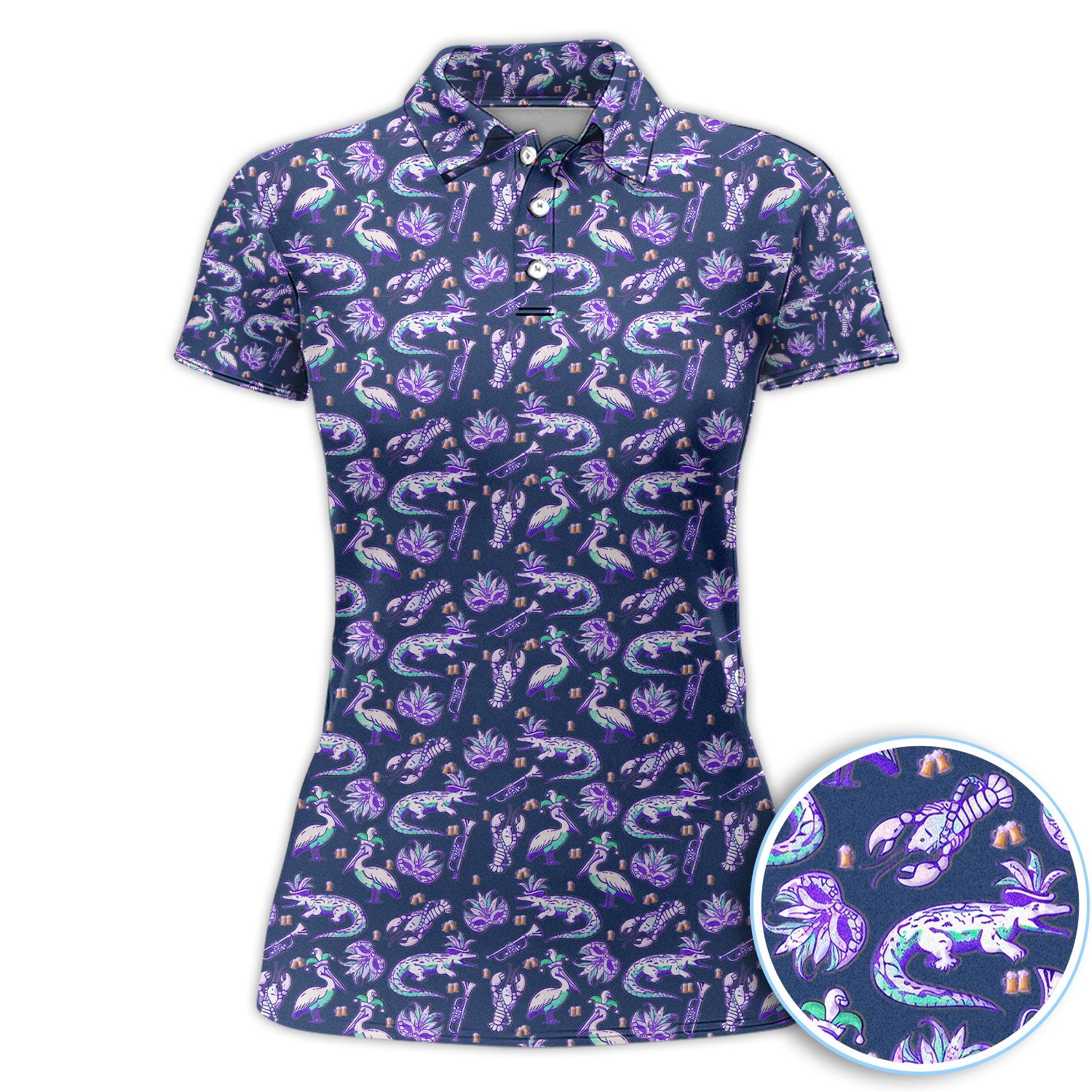 Carnival Golf Polos For Golfer, Mardi Gras Pattern Golf Shirt, Golf Gift For Men