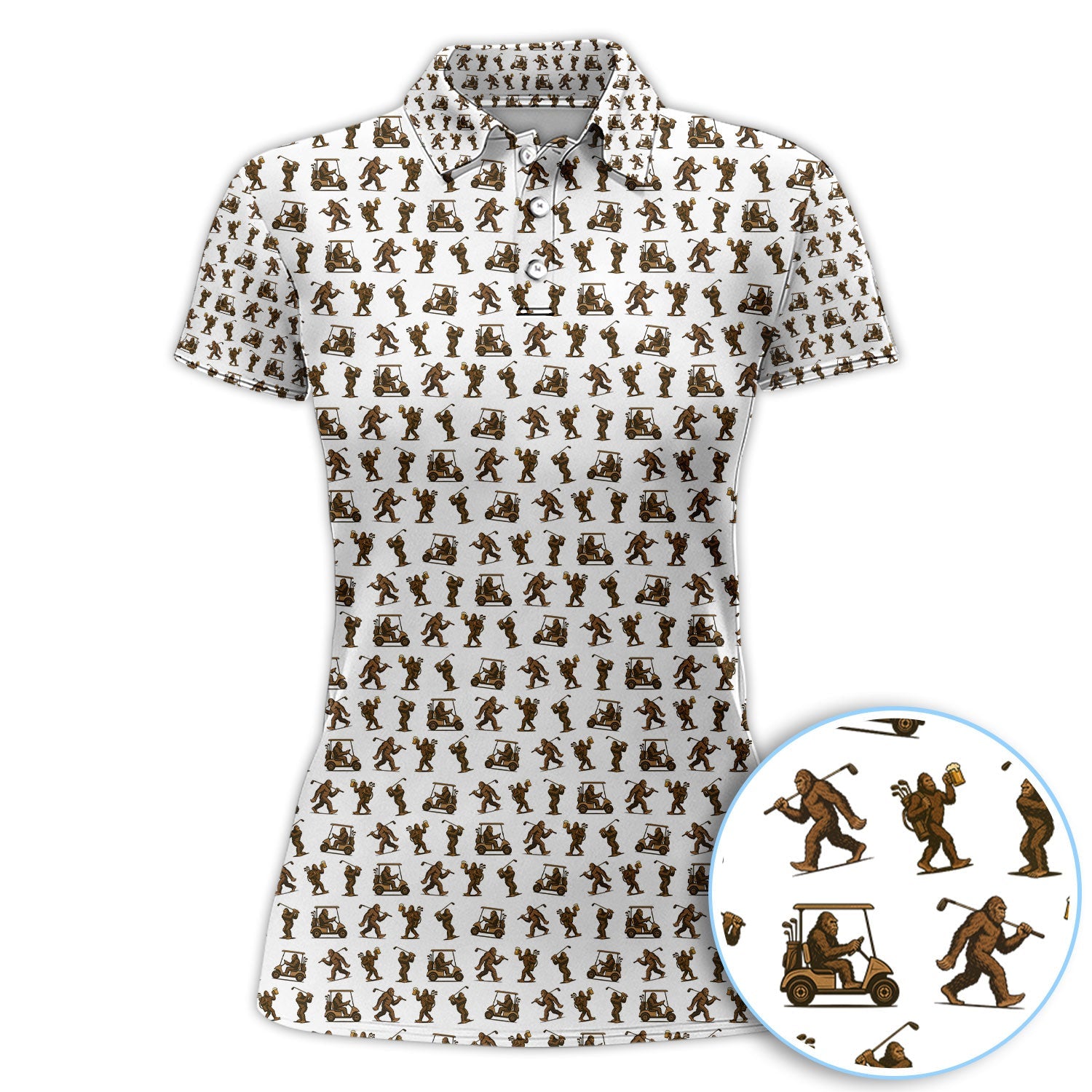 Funny Golf Pattern Shirt, Bigfoot Golf Shirt For Men, Crazy Golf Gift For Golfer