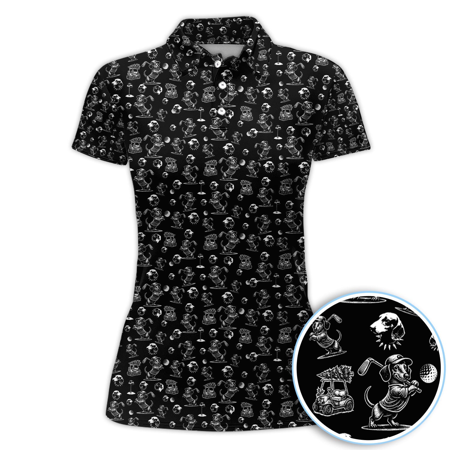 Dachshund Pattern Golf Shirt for Men, Funny Golf Polos, Golf Gift For Men