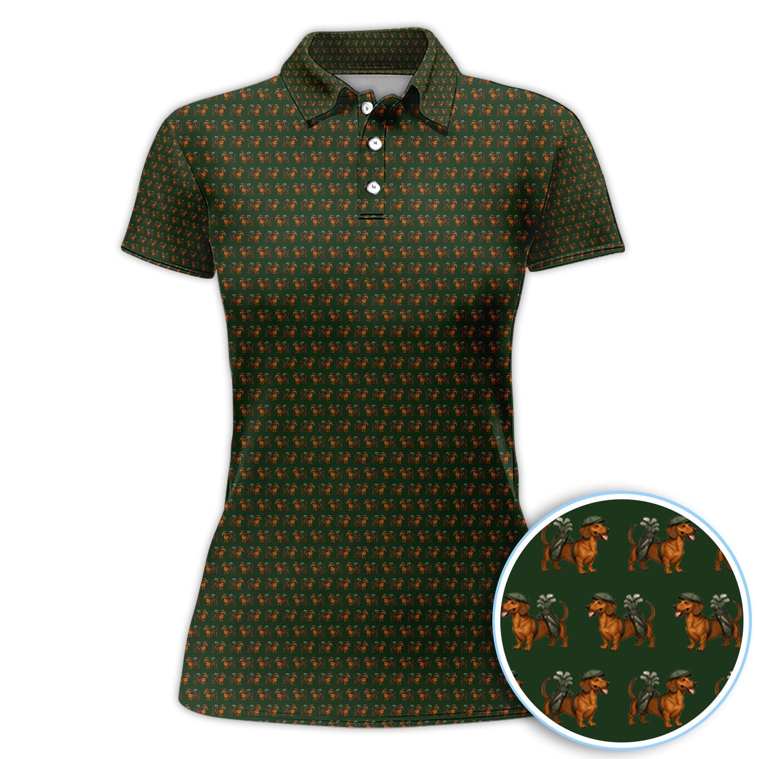Dachshund Pattern Golf Polos, Crazy Dachshund Golf Shirt For Men, Funny Golf Shirt