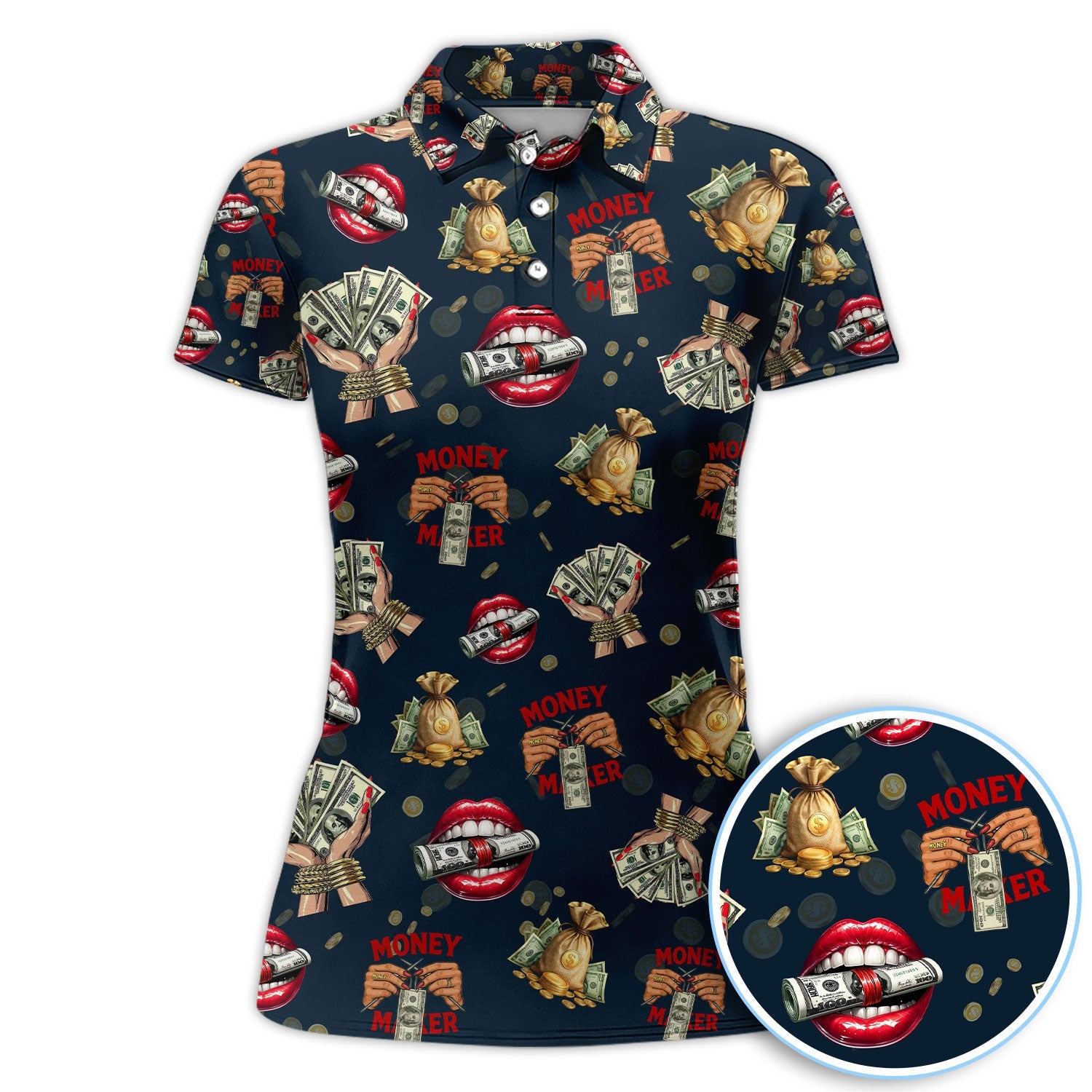 Funny Money Golf Shirt, Make Money Pattern Golf Polos, Crazy Golf Gift For Men
