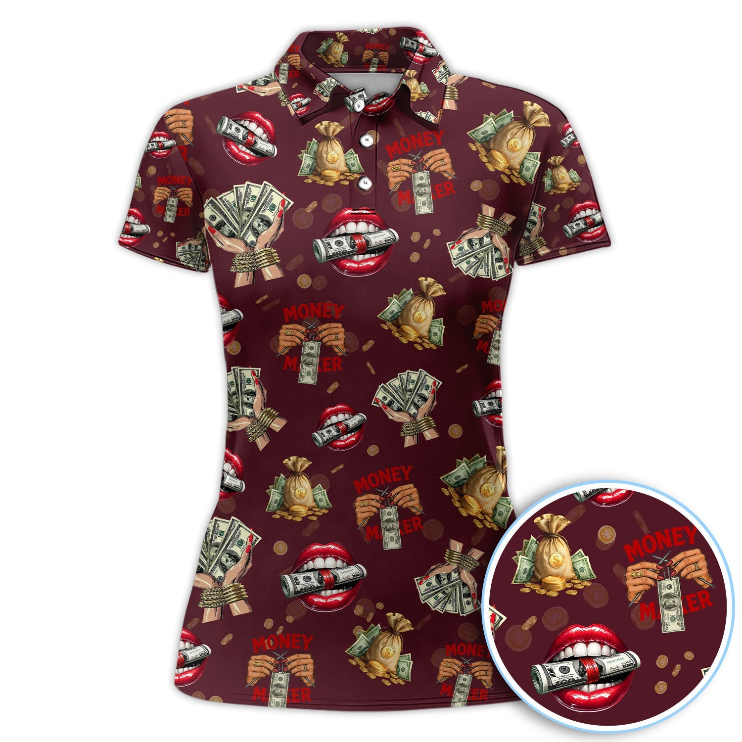 Funny Money Golf Shirt, Make Money Pattern Golf Polos, Crazy Golf Gift For Men