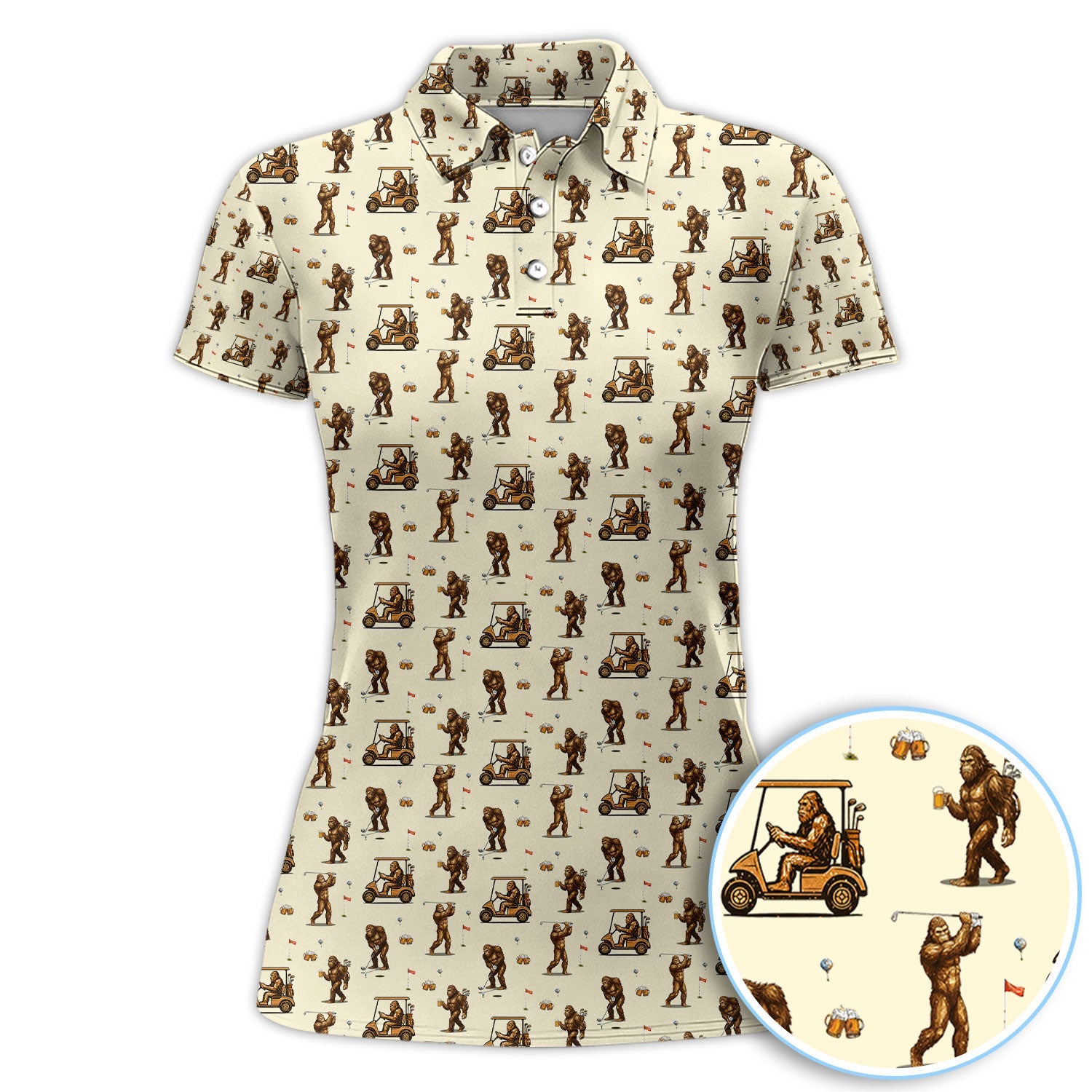 Funny Bigfoot Golf Shirt, Squatch Bigfoot And Beer Pattern Golf  Polos, Crazy Golf Gift For Golfer
