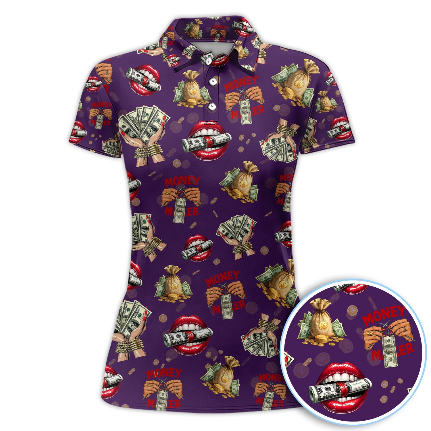 Funny Money Golf Shirt, Make Money Pattern Golf Polos, Crazy Golf Gift For Men
