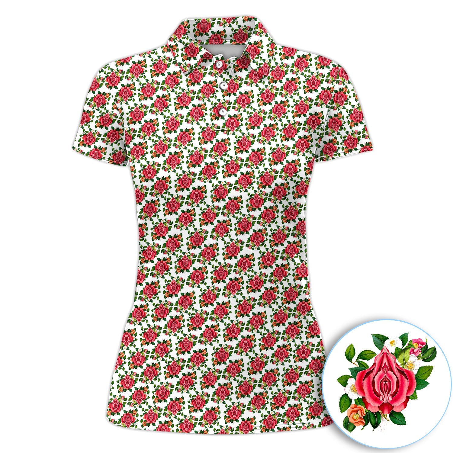 Vintage Rose Floral Golf Pattern Shirt, Romantic Rose Aesthetic Golf Shirt For Men, Flower Lover Gift