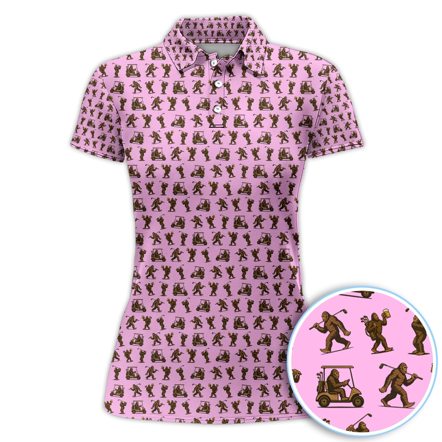 Funny Golf Pattern Shirt, Bigfoot Golf Shirt For Men, Crazy Golf Gift For Golfer