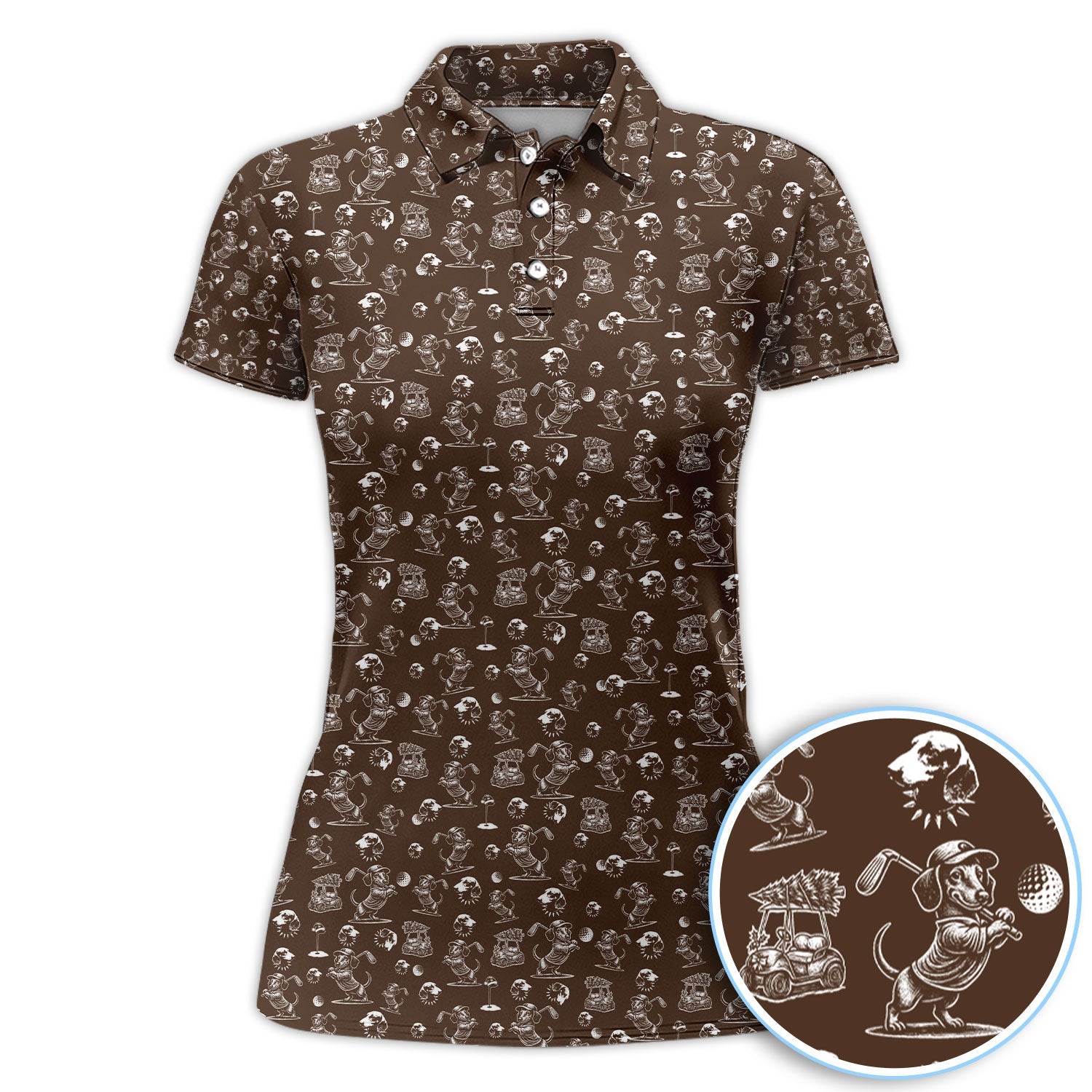 Dachshund Pattern Golf Shirt for Men, Funny Golf Polos, Golf Gift For Men