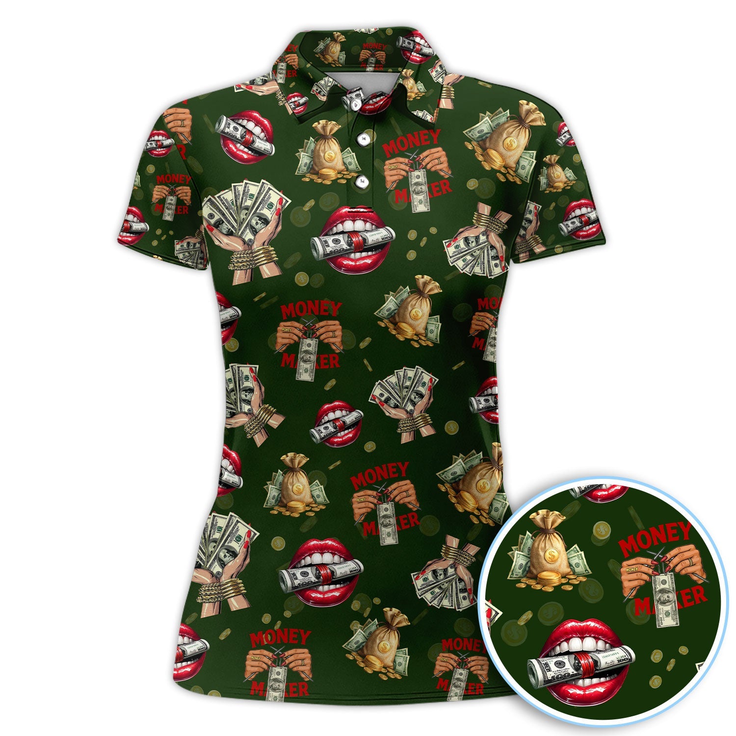 Funny Money Golf Shirt, Make Money Pattern Golf Polos, Crazy Golf Gift For Men