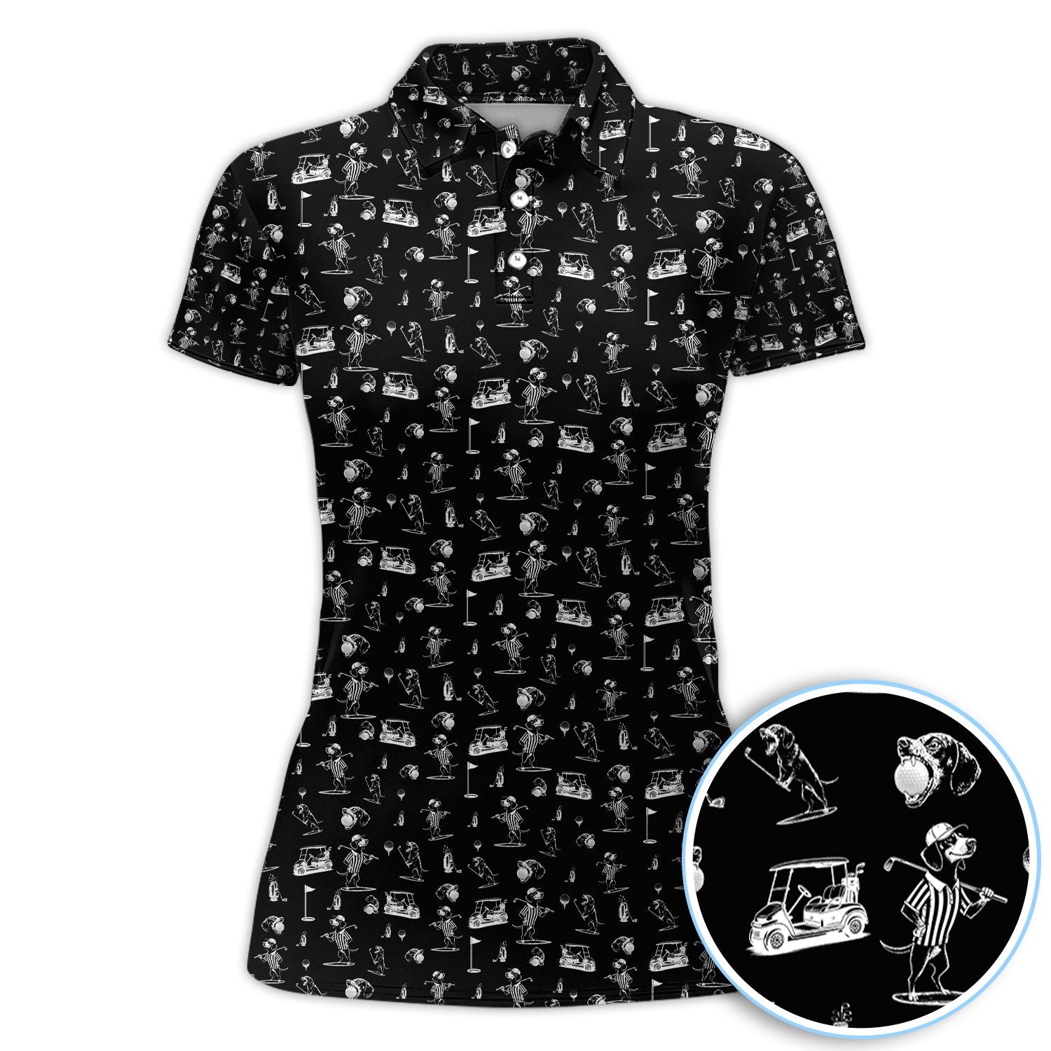 Dachshund Pattern Golf Shirt, Crazy Wiener Dog Golf Polos, Golf Gift For Dogs Lover