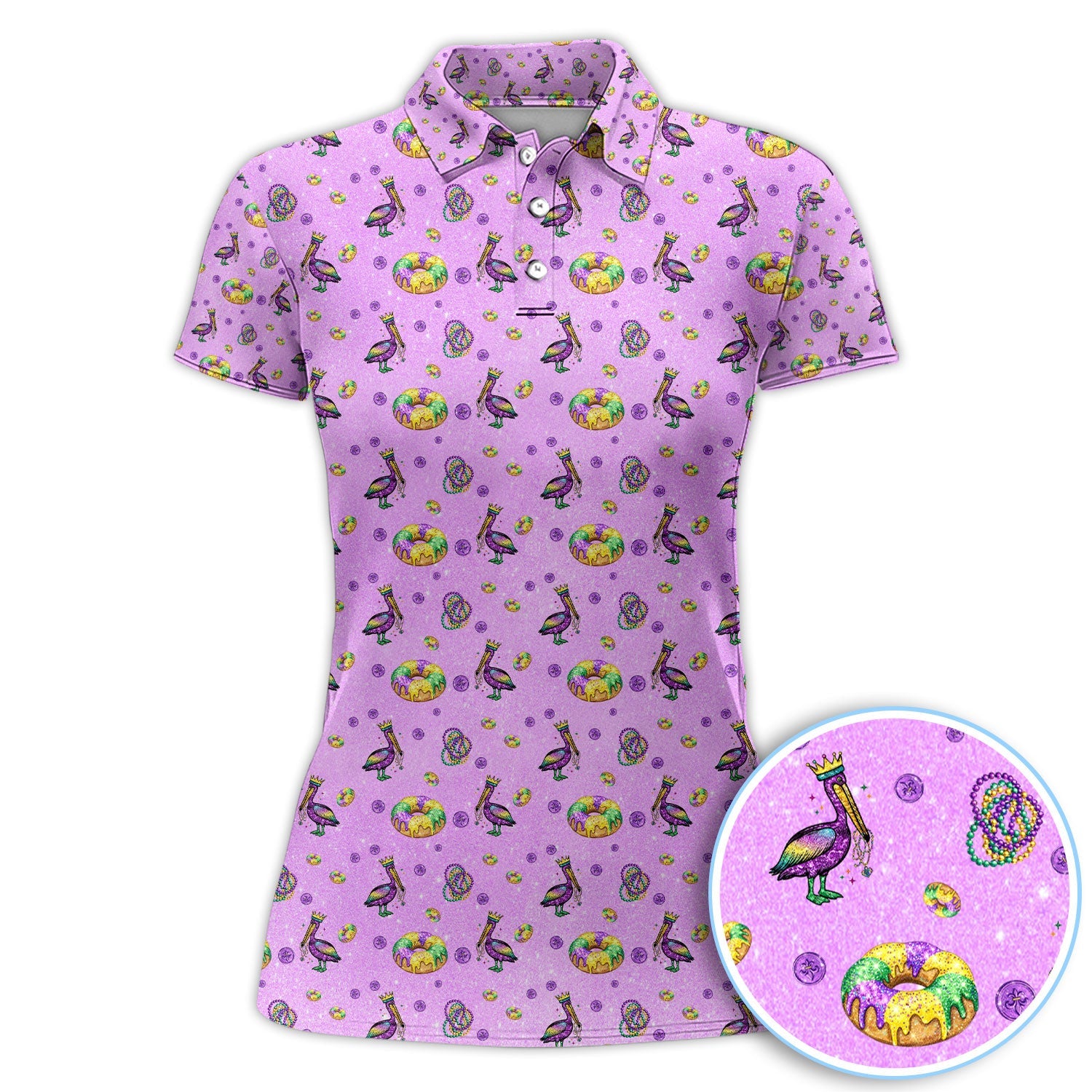 Funny Mardi Gras Pattern Golf Polos, Carnival Golf Shirt For Men, Golf Gift For Golfer