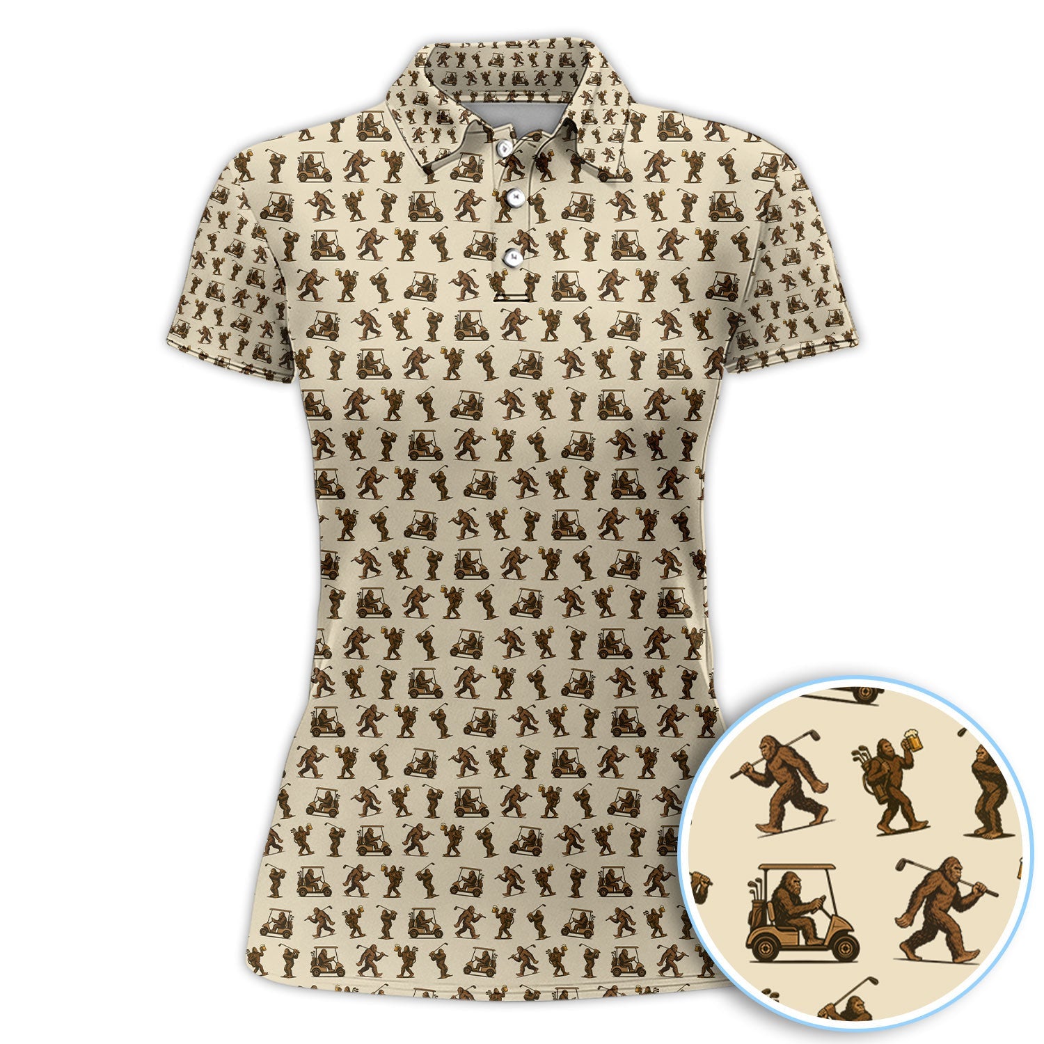 Crazy Golf Pattern Shirt, Bigfoot Golf Shirt For Men, Golf Gift For Golfer
