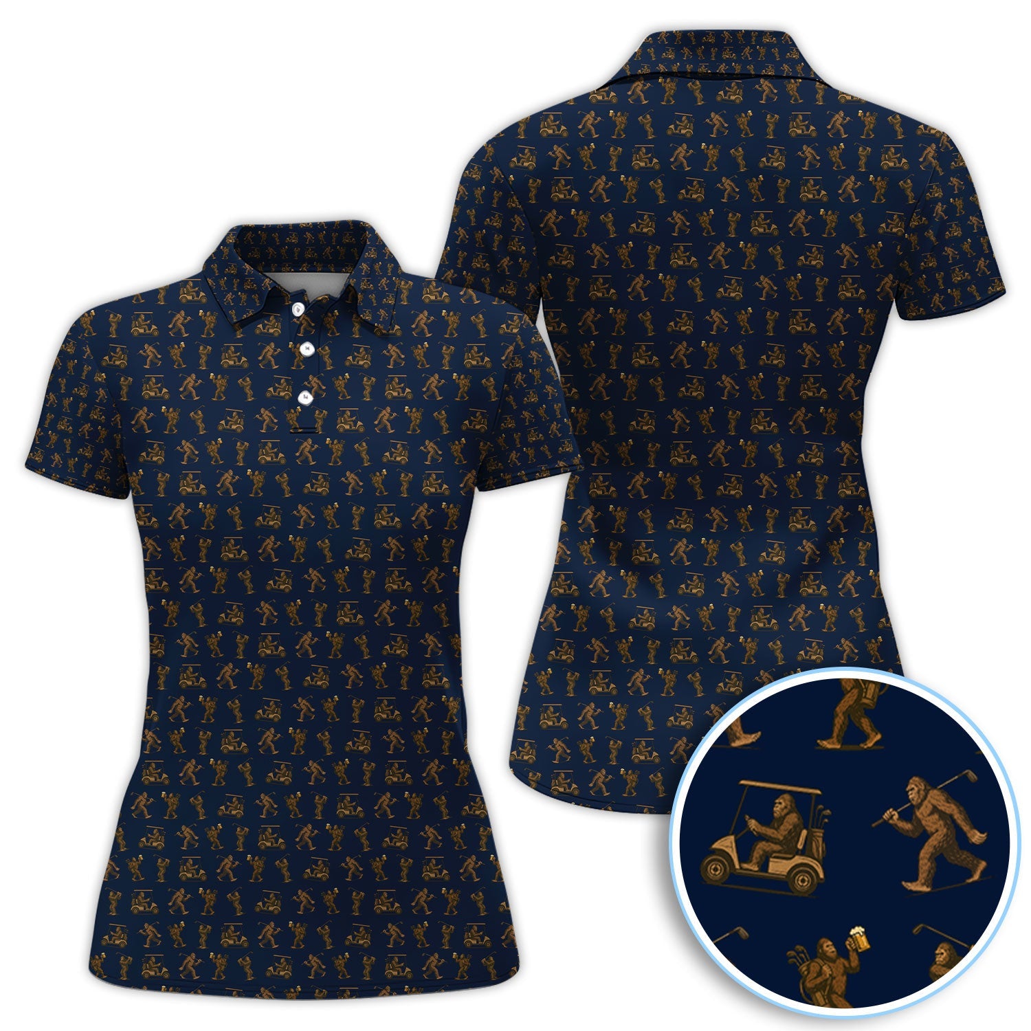 Funny Golf Pattern Shirt, Bigfoot Golf Shirt For Men, Crazy Golf Gift For Golfer